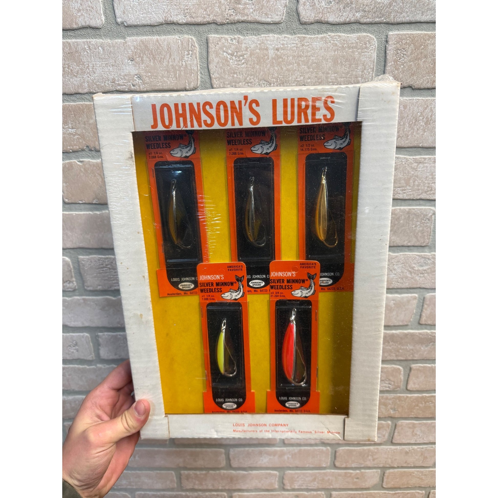 Vintage Johnson's Silver Minnow Lures Advertising Fishing Store Display Sign