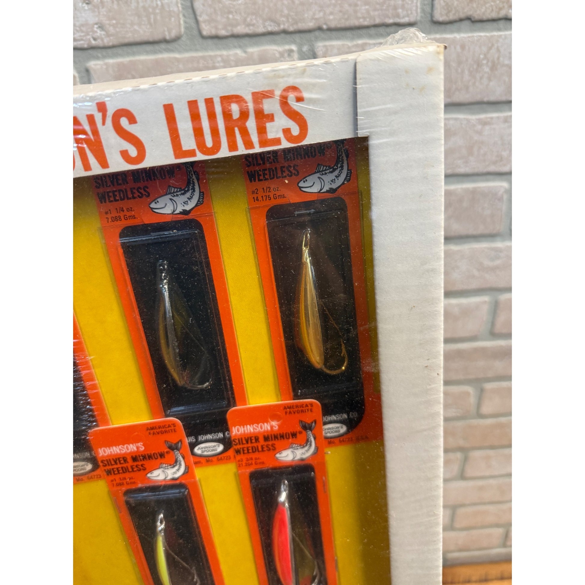 Vintage Johnson's Silver Minnow Lures Advertising Fishing Store Display Sign