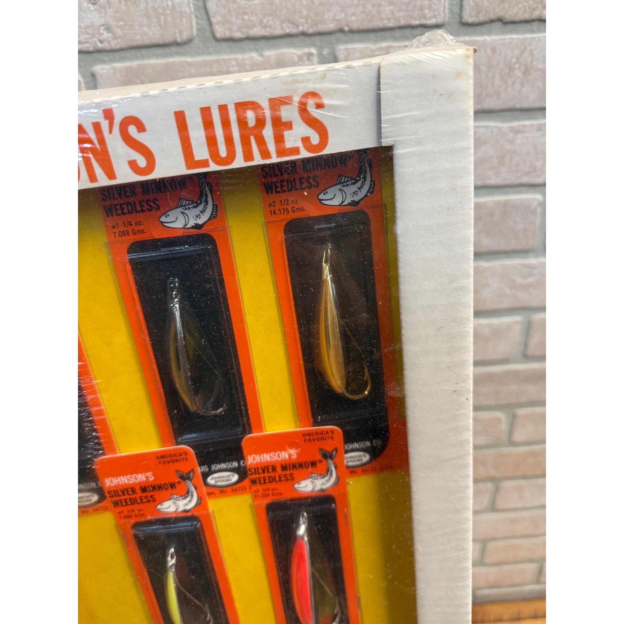 Vintage Johnson's Silver Minnow Lures Advertising Fishing Store Display Sign