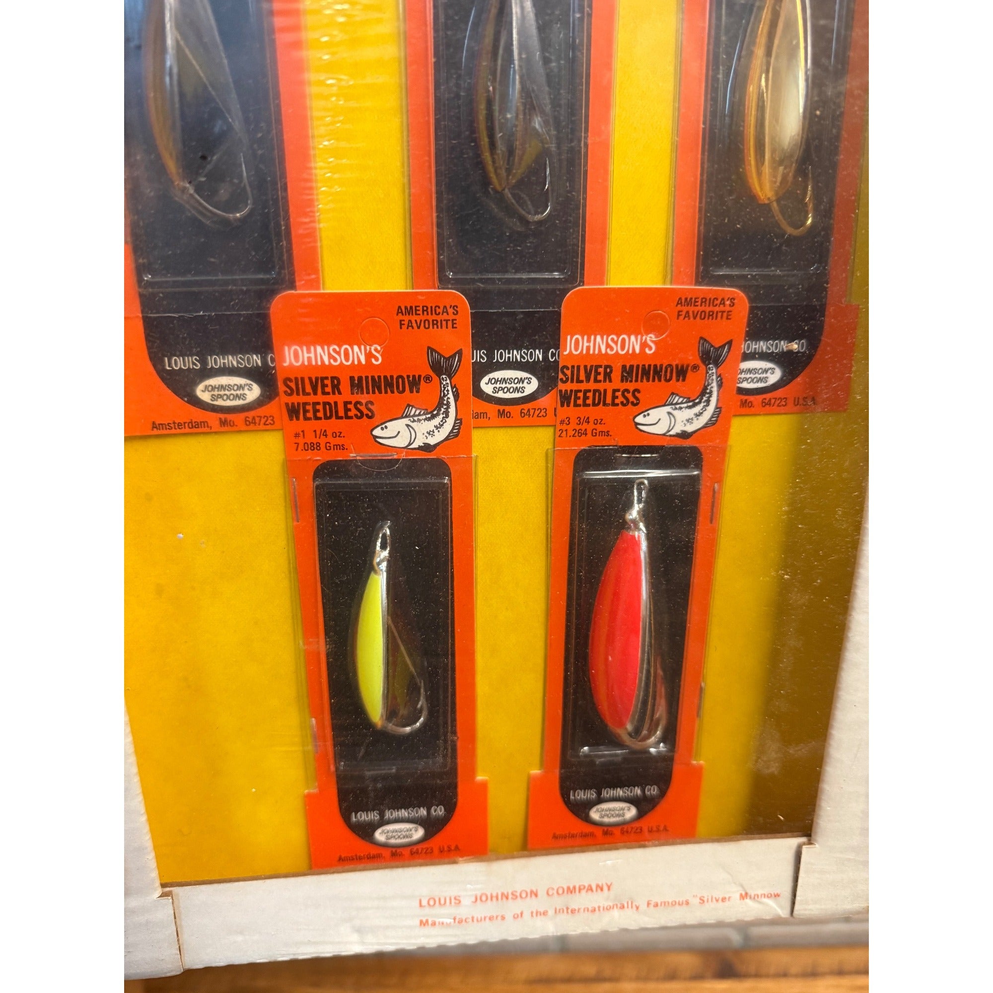 Vintage Johnson's Silver Minnow Lures Advertising Fishing Store Display Sign