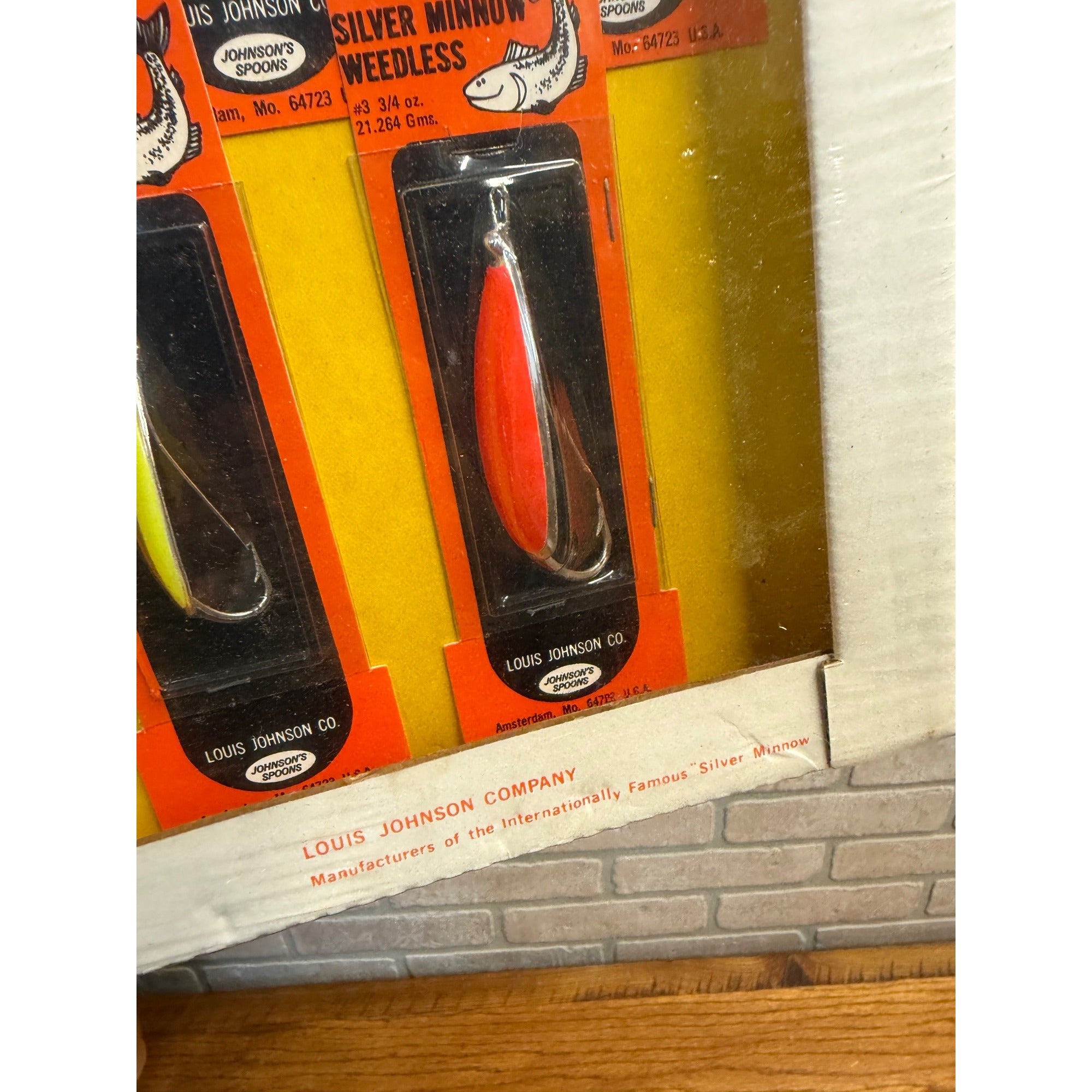 Vintage Johnson's Silver Minnow Lures Advertising Fishing Store Display Sign