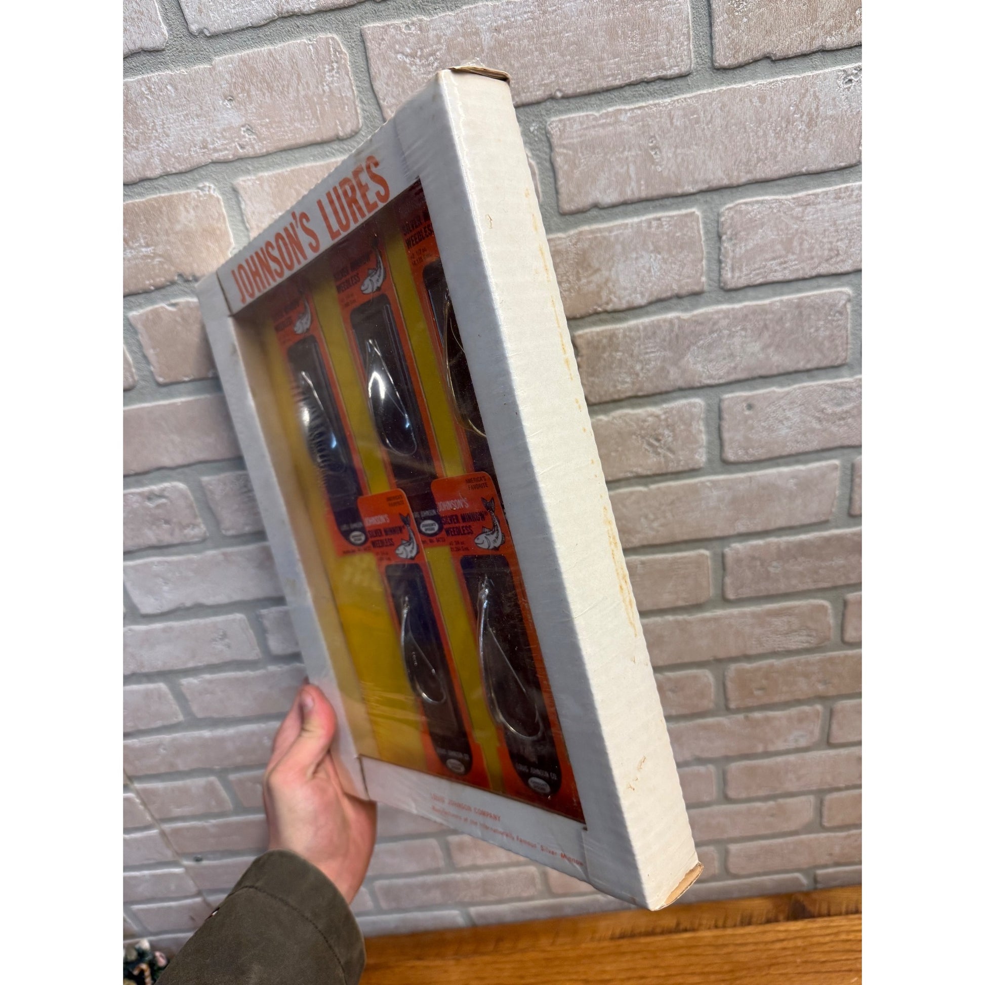 Vintage Johnson's Silver Minnow Lures Advertising Fishing Store Display Sign