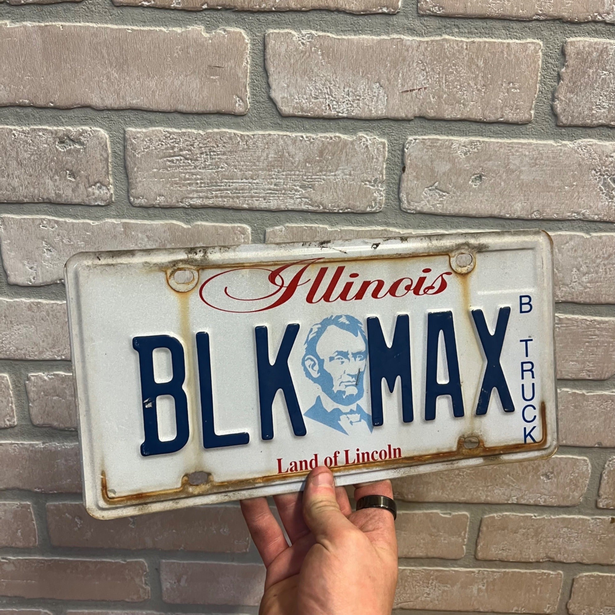 Vintage Illinois License Plate Custom Vanity Truck Abraham Lincoln BLK MAX