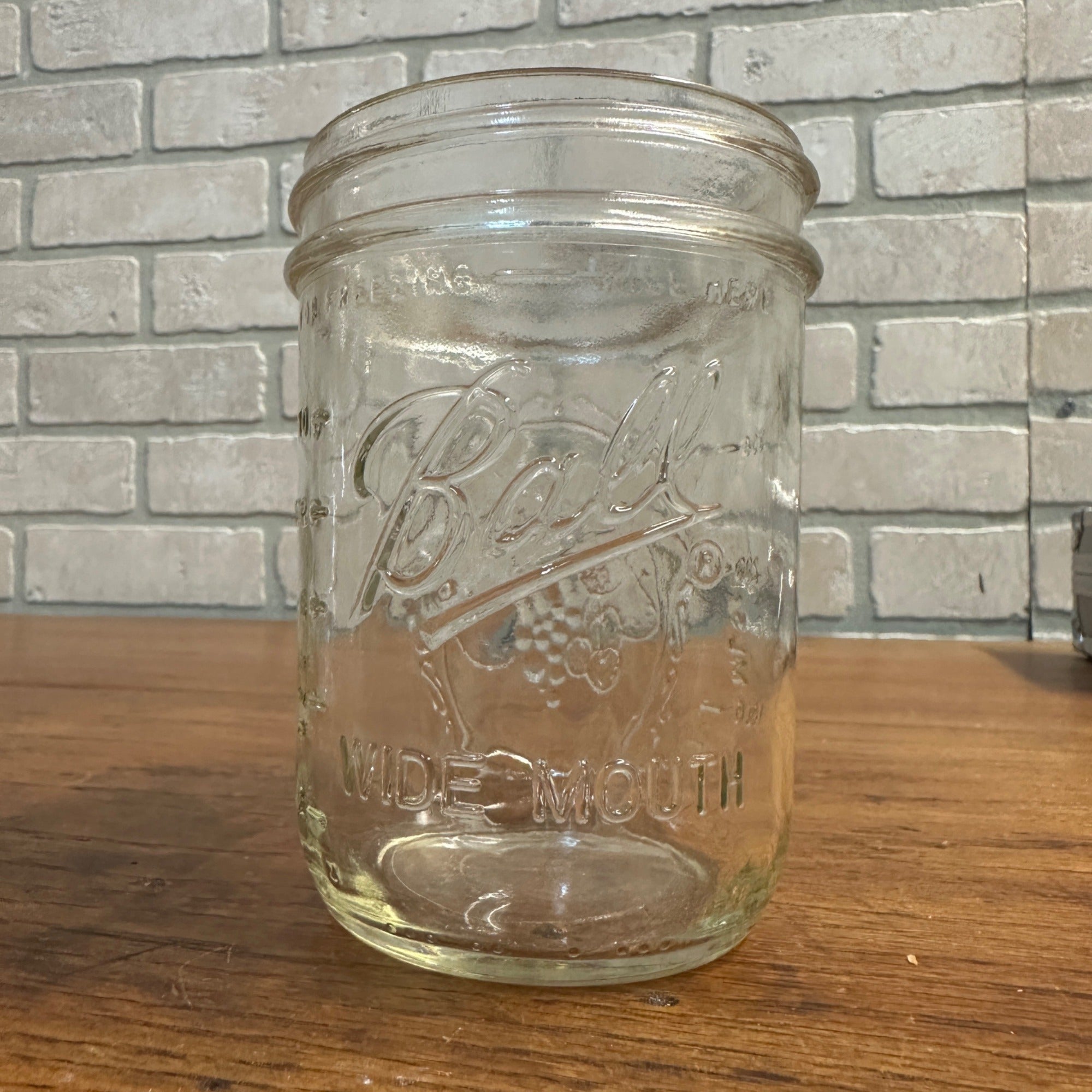 Vintage Ball Wide Mouth Mason Pint Jar - Clear Embossed Fruit 66 Mason