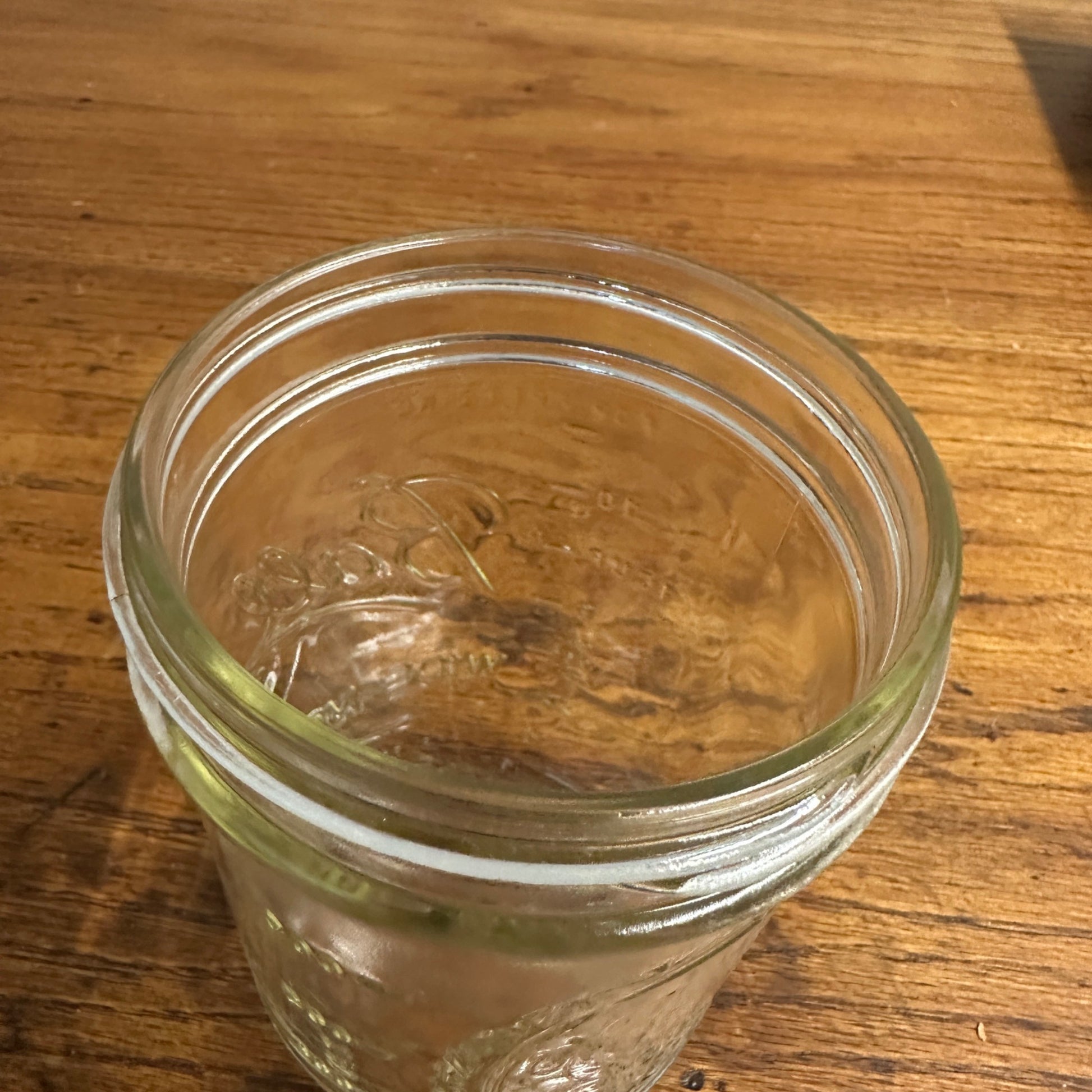 Vintage Ball Wide Mouth Mason Pint Jar - Clear Embossed Fruit 66 Mason