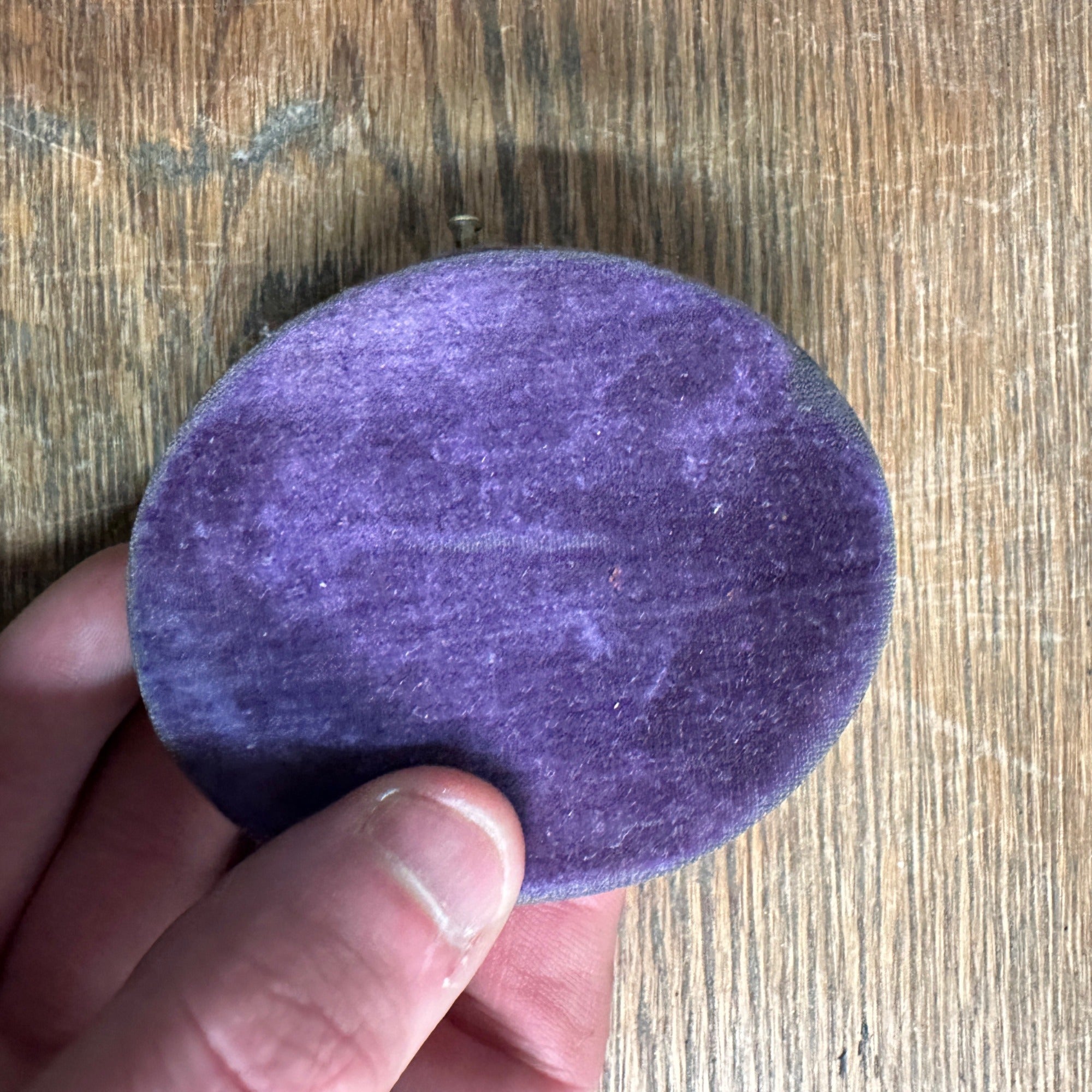 Fine Antique Large Oval Purple Velvet Push Button Daguerreotype Photograph Case