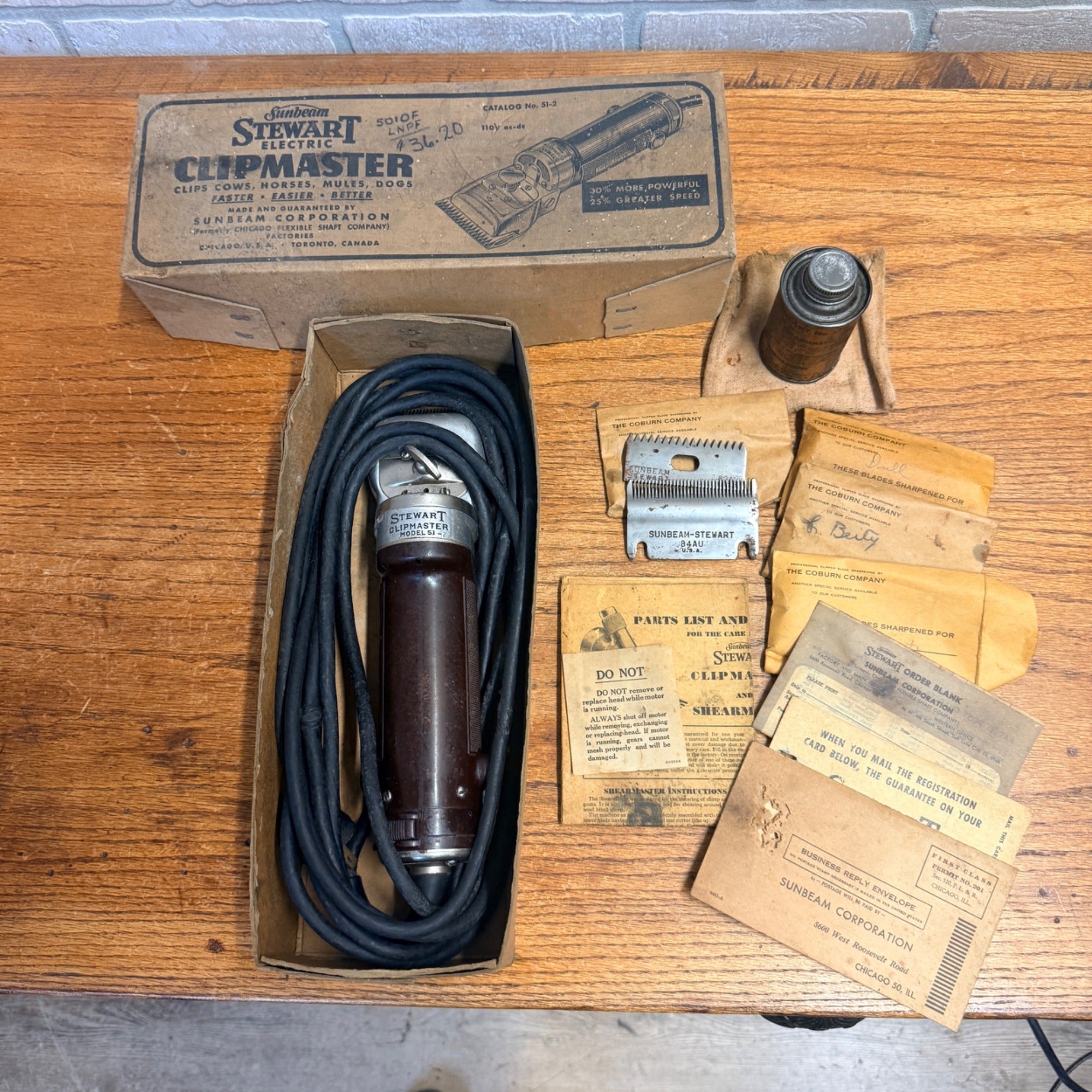 Vintage Sunbeam Stewart Electric Clipmaster Livestock Hair Trimming Device Original Box Works