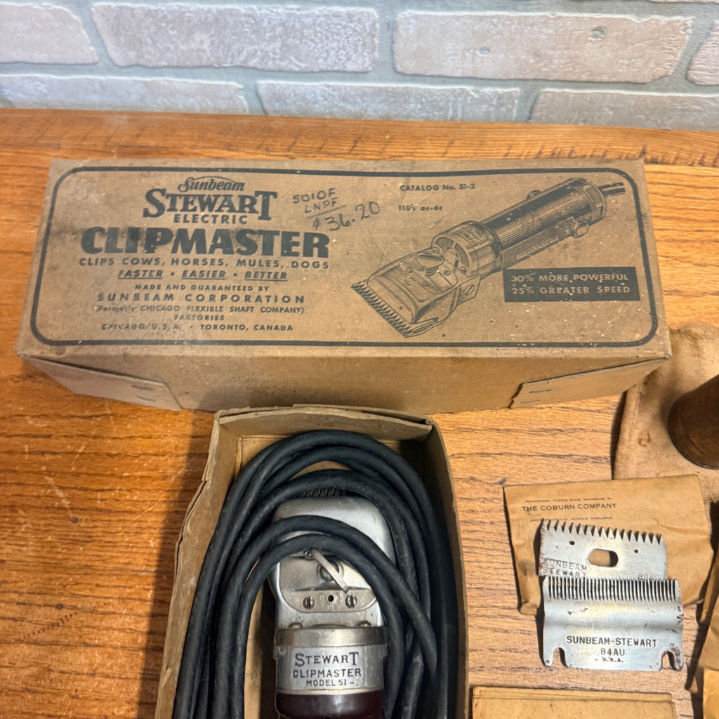 Vintage Sunbeam Stewart Electric Clipmaster Livestock Hair Trimming Device Original Box Works