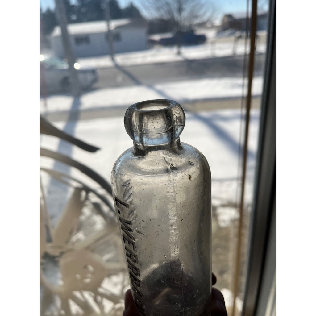 L. Werrbach c1890s Milwaukee Wis Embossed Soda Bottle Blob Top Hutchinson