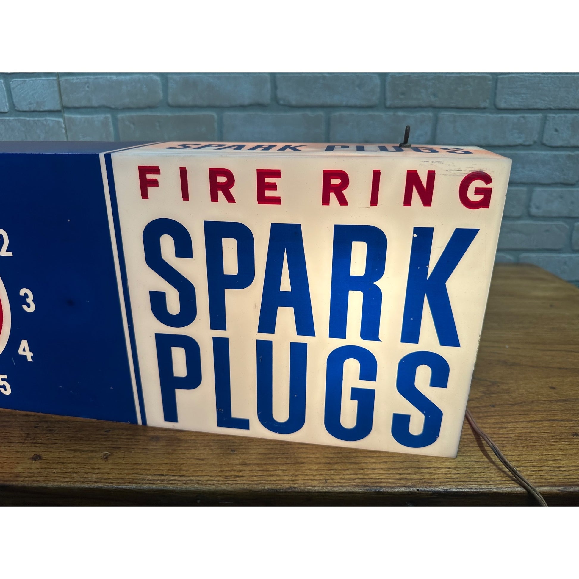 Vintage AC Spark Plugs Lighted Advertising Sign Plastic Auto Garage Gas Oil