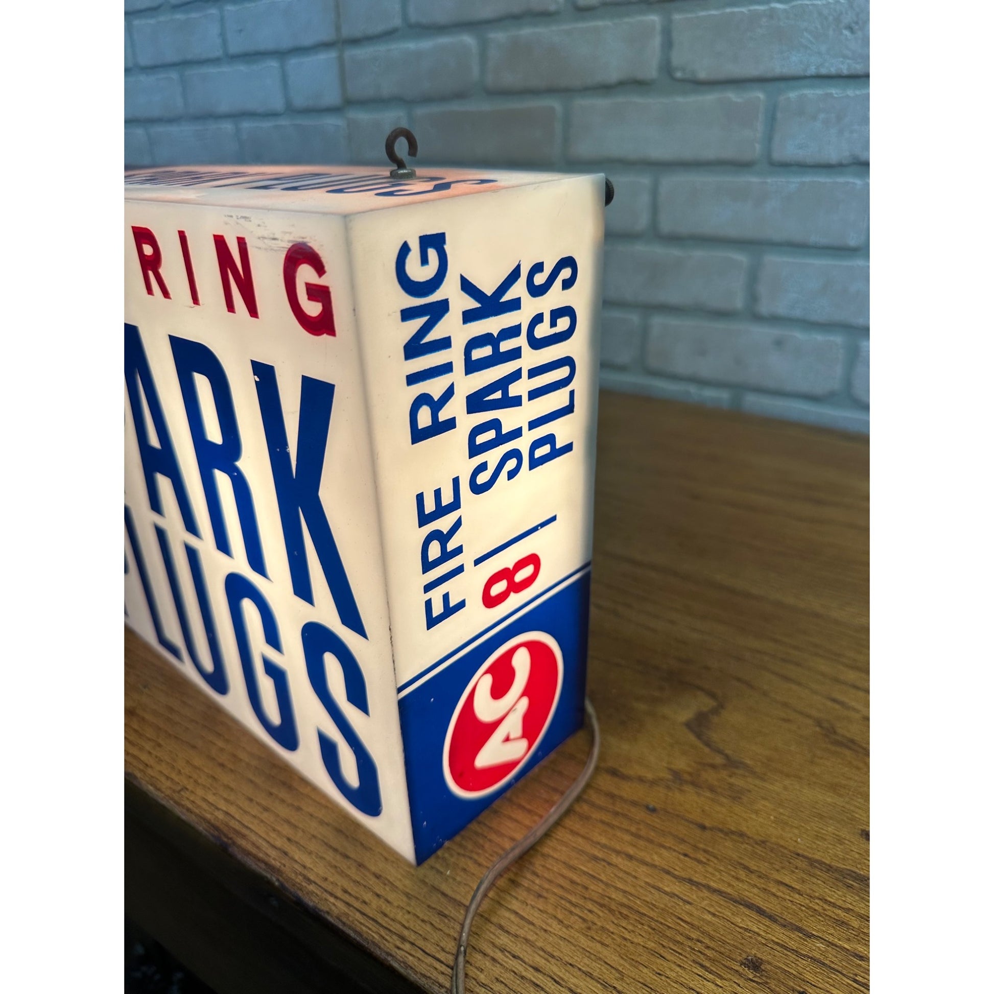 Vintage AC Spark Plugs Lighted Advertising Sign Plastic Auto Garage Gas Oil