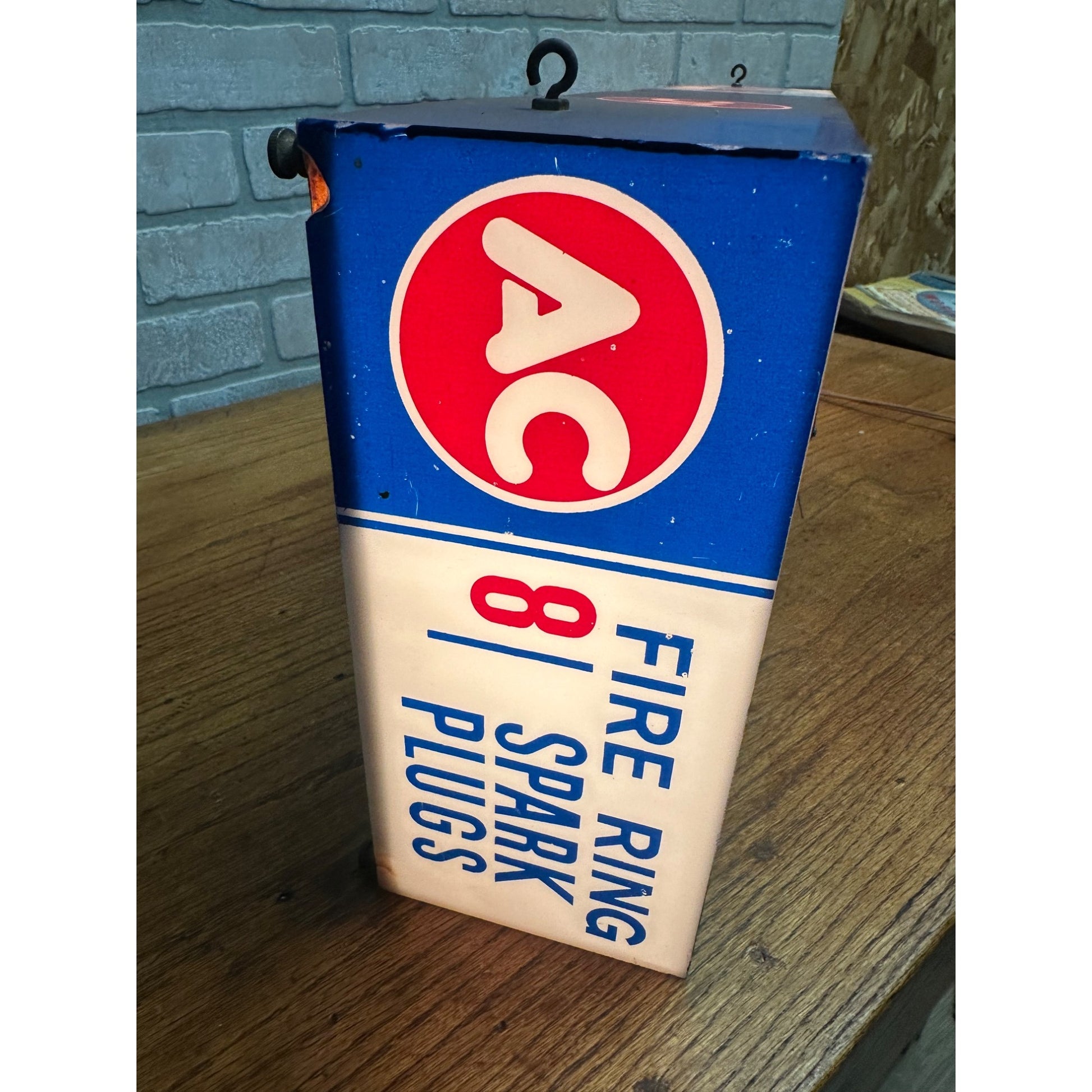 Vintage AC Spark Plugs Lighted Advertising Sign Plastic Auto Garage Gas Oil