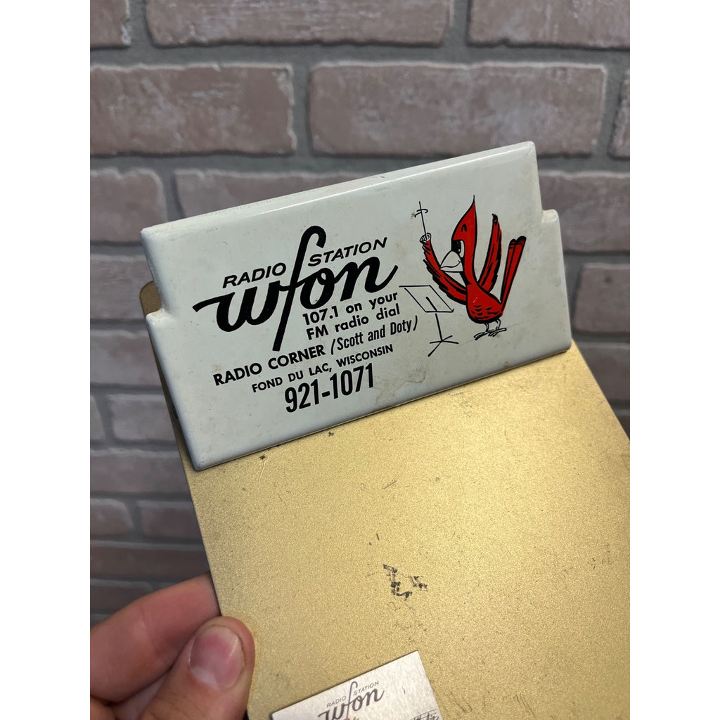 Vintage WFON Radio Fond du Lac Wisconsin Advertising Clipboard & Tie Clip Pin