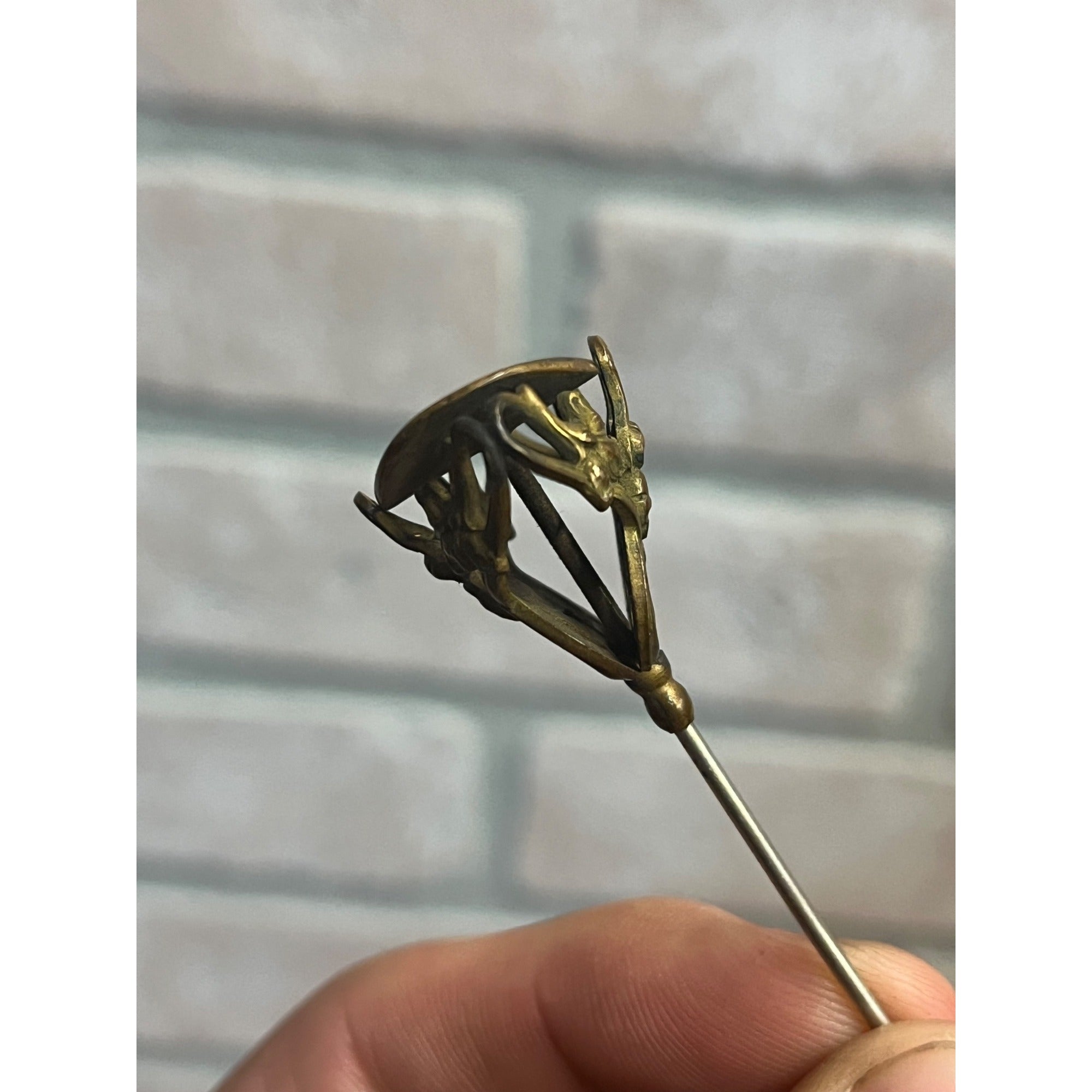 Antique Victorian Hair Stick Pin Ornate Floral Art Nouveau Monogram