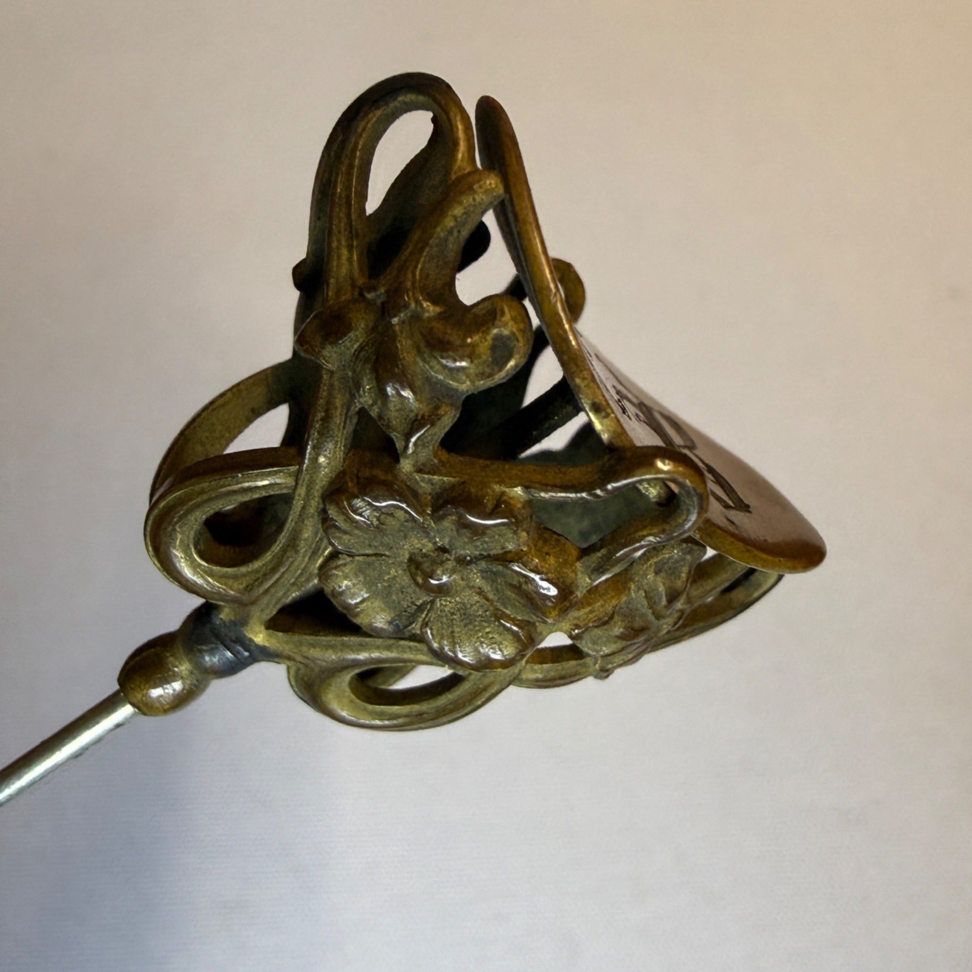 Antique Victorian Hair Stick Pin Ornate Floral Art Nouveau Monogram