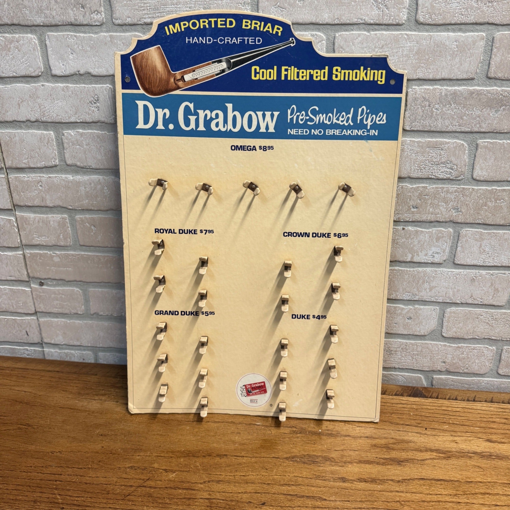 Dr Grabow Vintage Pipe Tobacco Smoking Display Stand Sign Retail Advertising.