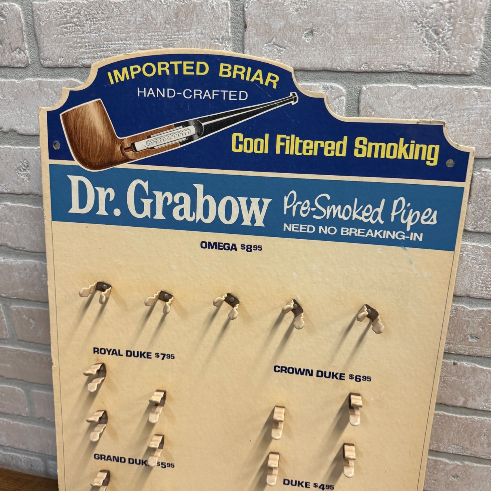 Dr Grabow Vintage Pipe Tobacco Smoking Display Stand Sign Retail Advertising.
