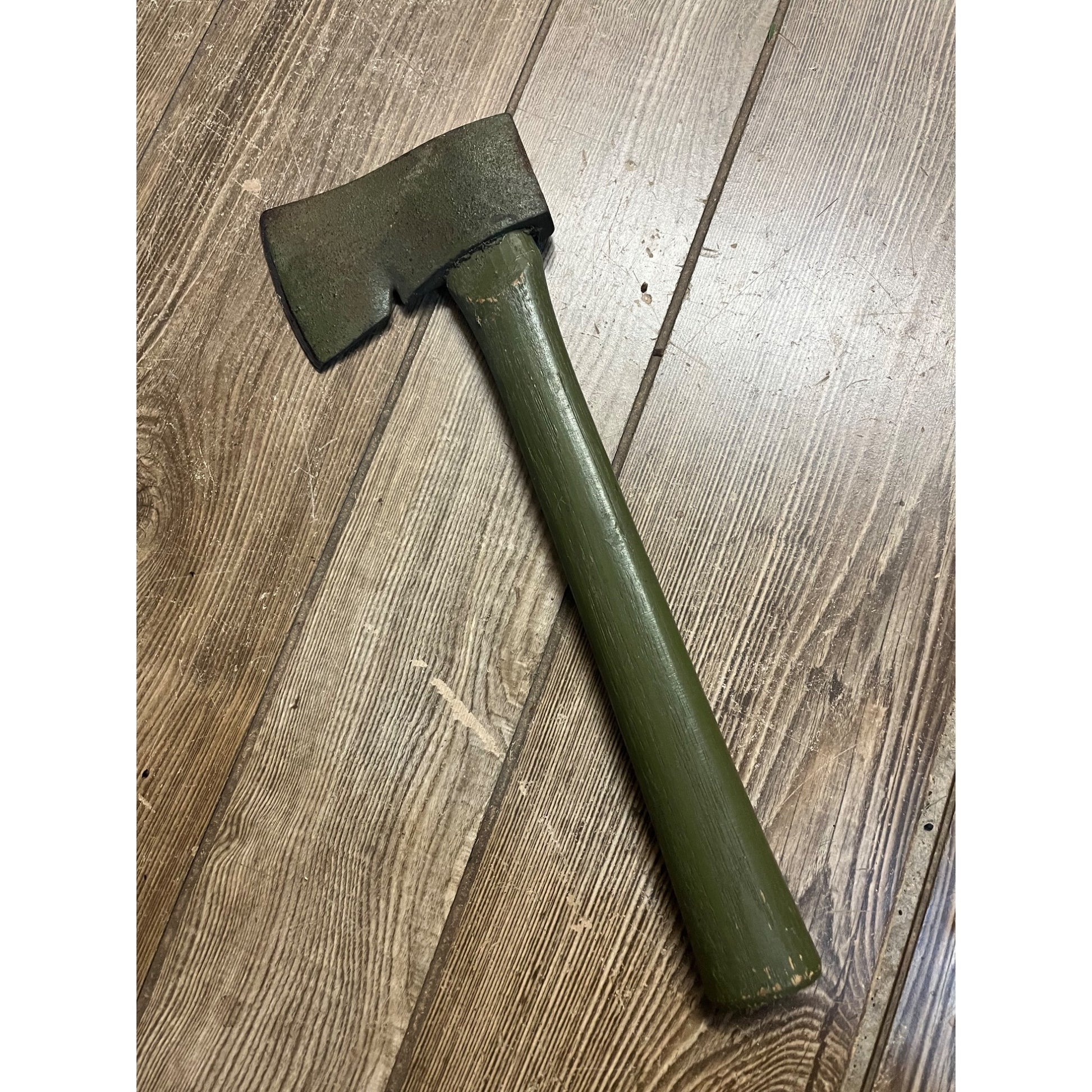 Vintage US Army Single Bit Axe w/ Wood Handle Military Green 1960s