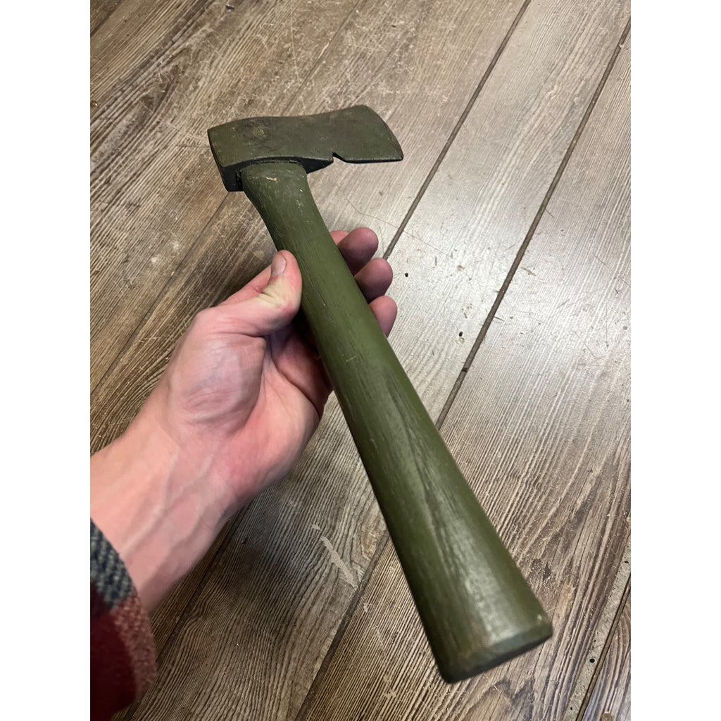 Vintage US Army Single Bit Axe w/ Wood Handle Military Green 1960s