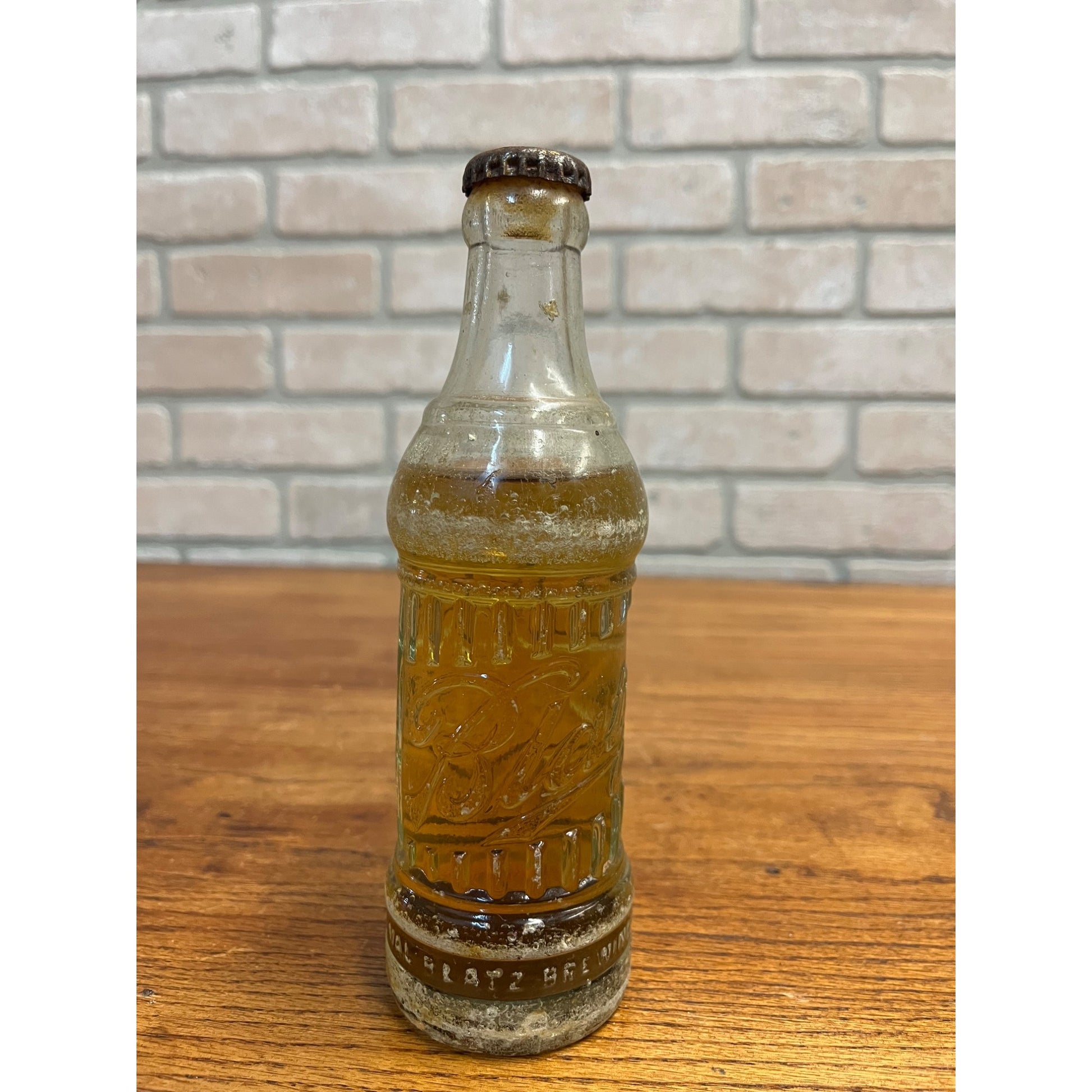 Vintage Blatz Prohibition Era Soda Bottle Embossed FULL Bottle Milwaukee 12oz