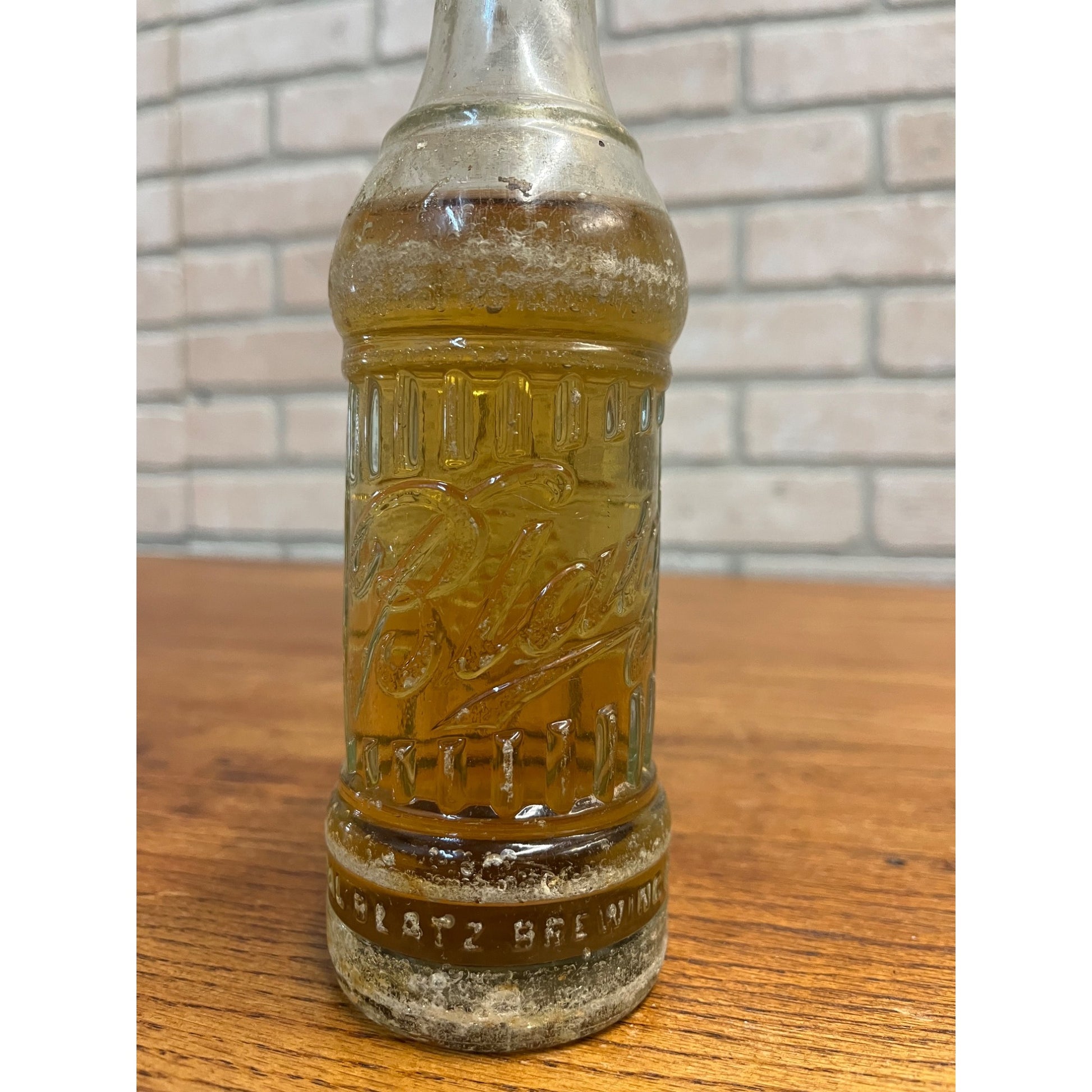 Vintage Blatz Prohibition Era Soda Bottle Embossed FULL Bottle Milwaukee 12oz