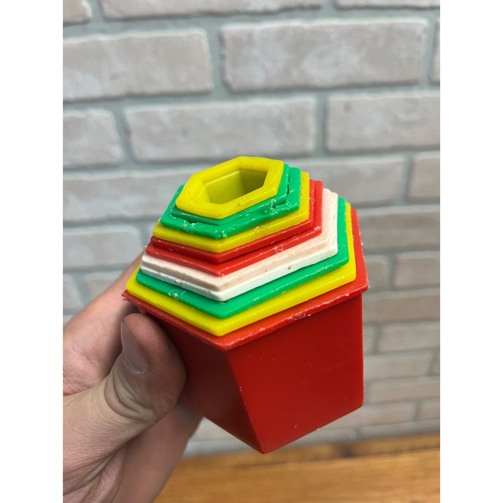 Vintage 1960s Child's Guidance Dolphin Puzzle Plastic Stacking Ring Toy + Cups