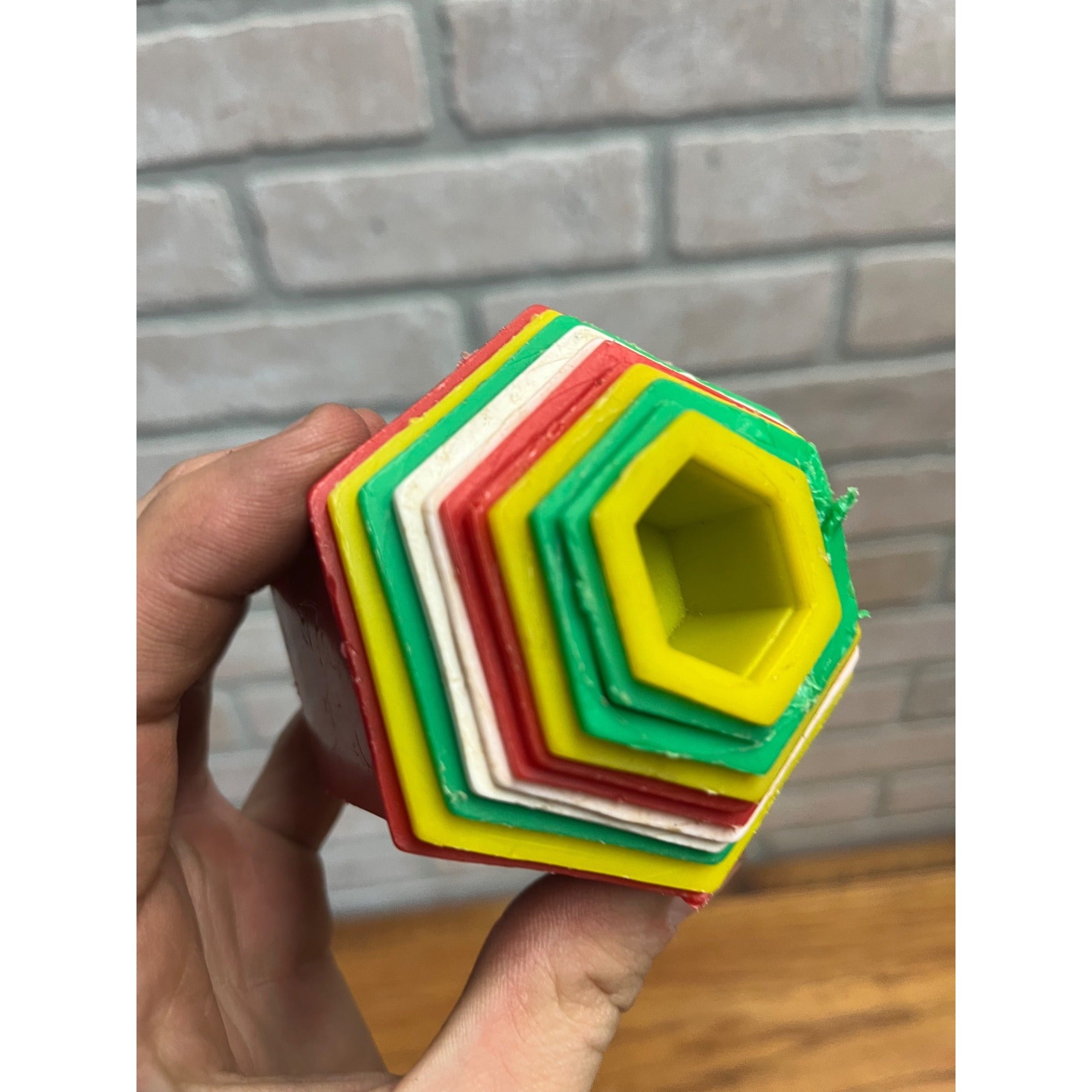 Vintage 1960s Child's Guidance Dolphin Puzzle Plastic Stacking Ring Toy + Cups