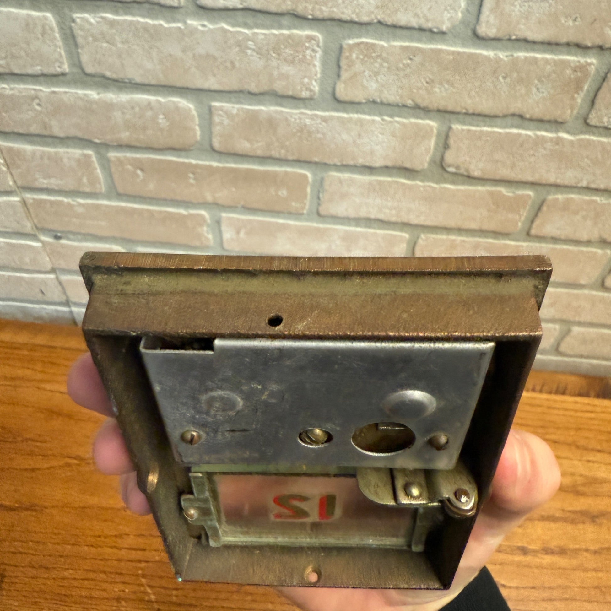 Antique Solid Brass US Post Office Eagle Box Door Corbin 2 Dial Combination USPS #12