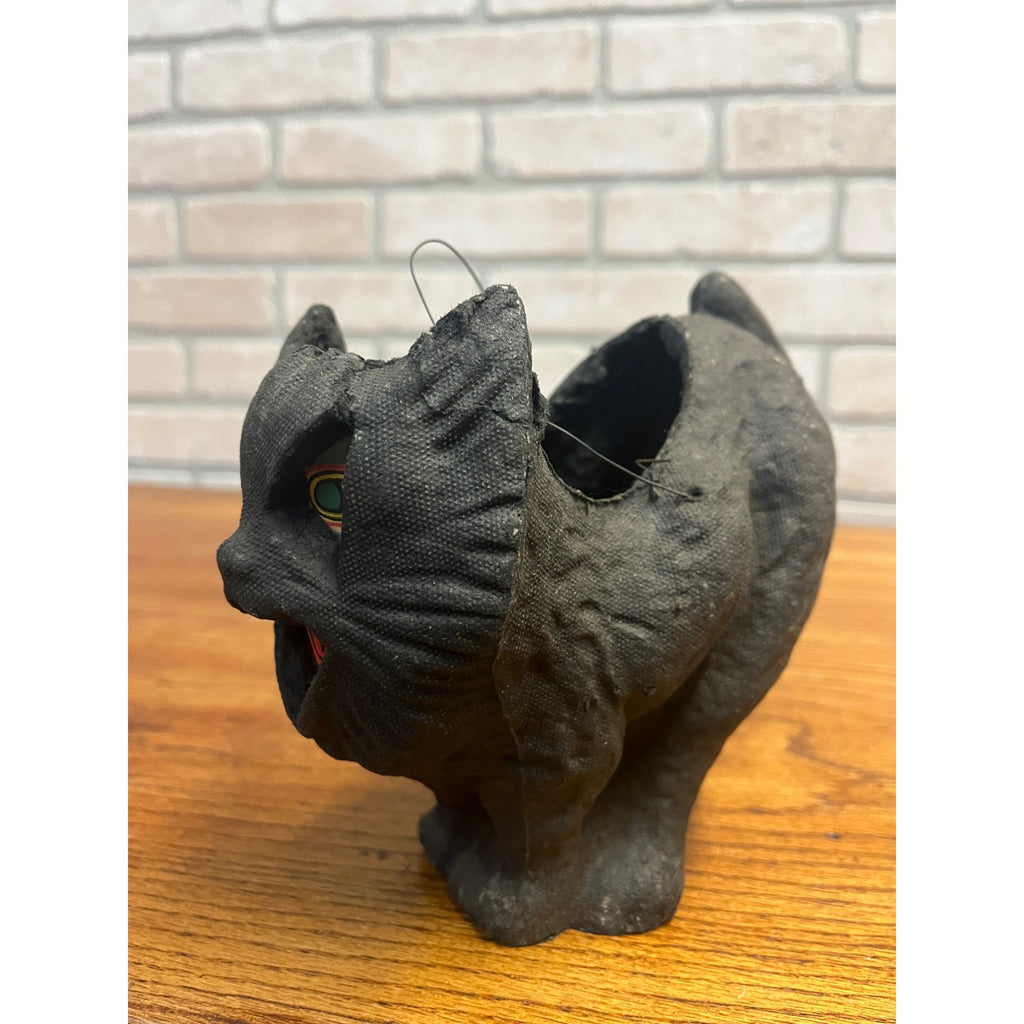 Antique Halloween Arched Black Cat Lantern Paper Mache Pulp FN Burt - Near Mint