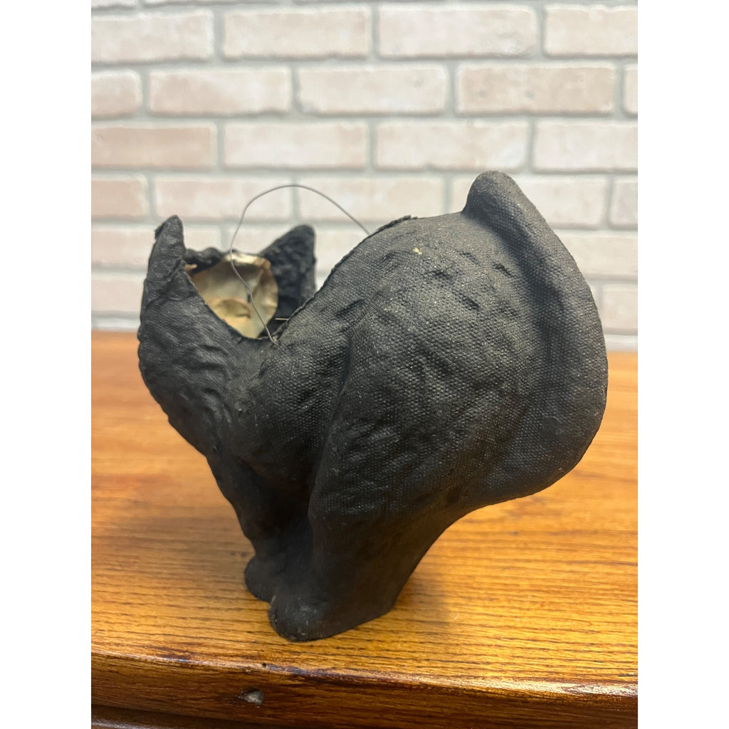 Antique Halloween Arched Black Cat Lantern Paper Mache Pulp FN Burt - Near Mint