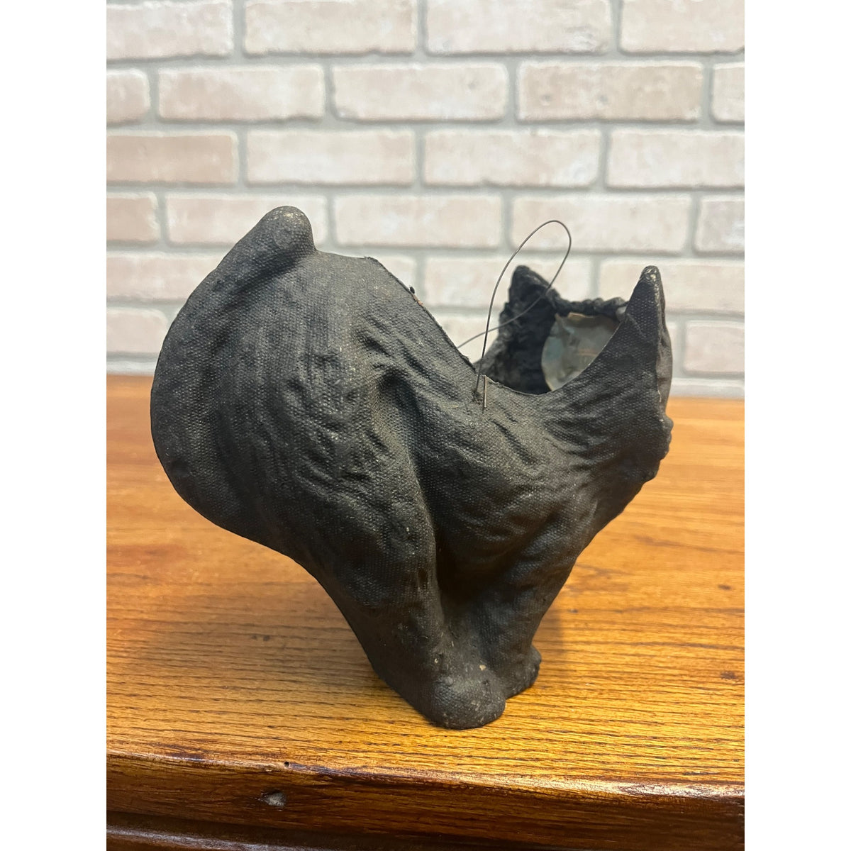 Antique Halloween Arched Black Cat Lantern Paper Mache Pulp FN Burt - Near Mint