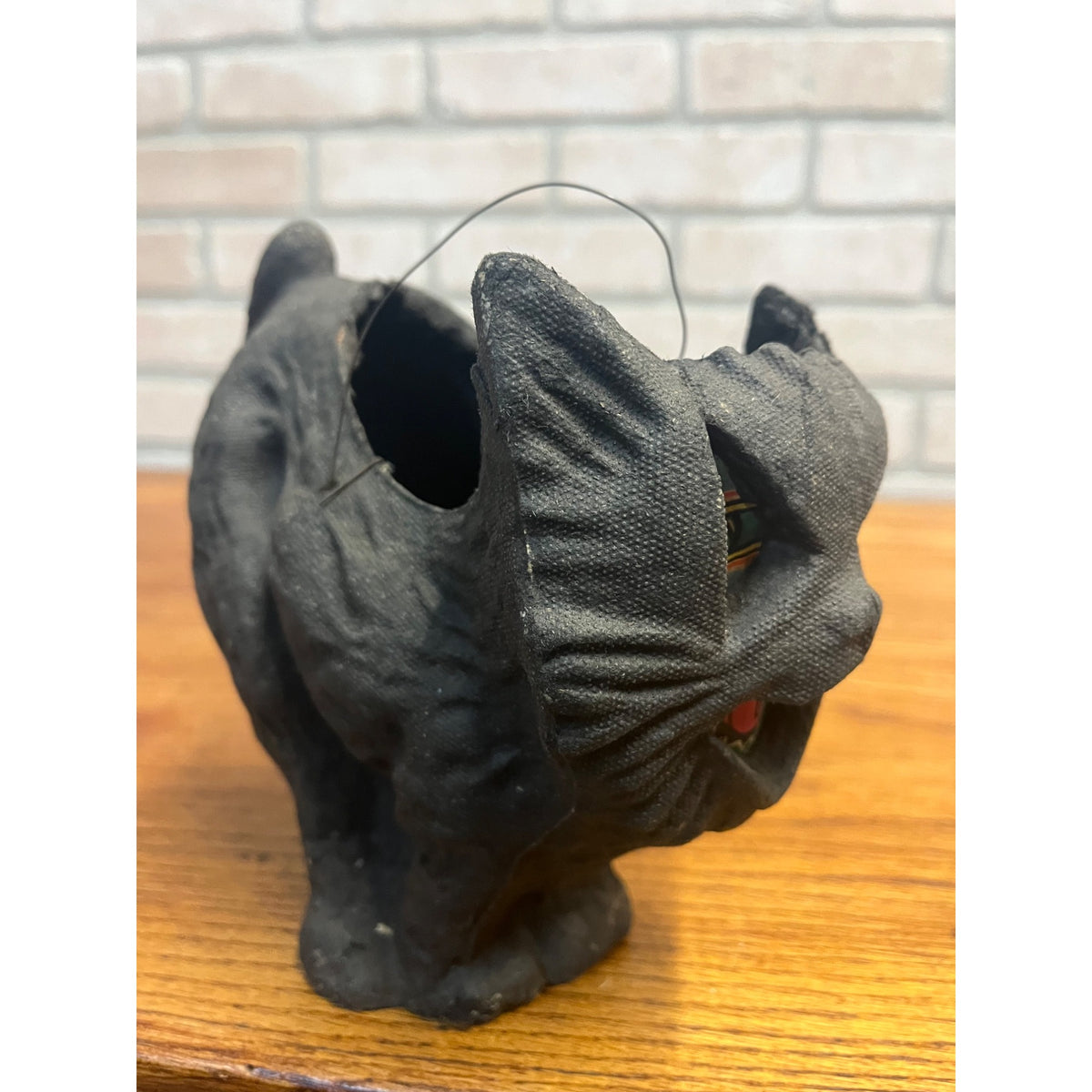 Antique Halloween Arched Black Cat Lantern Paper Mache Pulp FN Burt - Near Mint