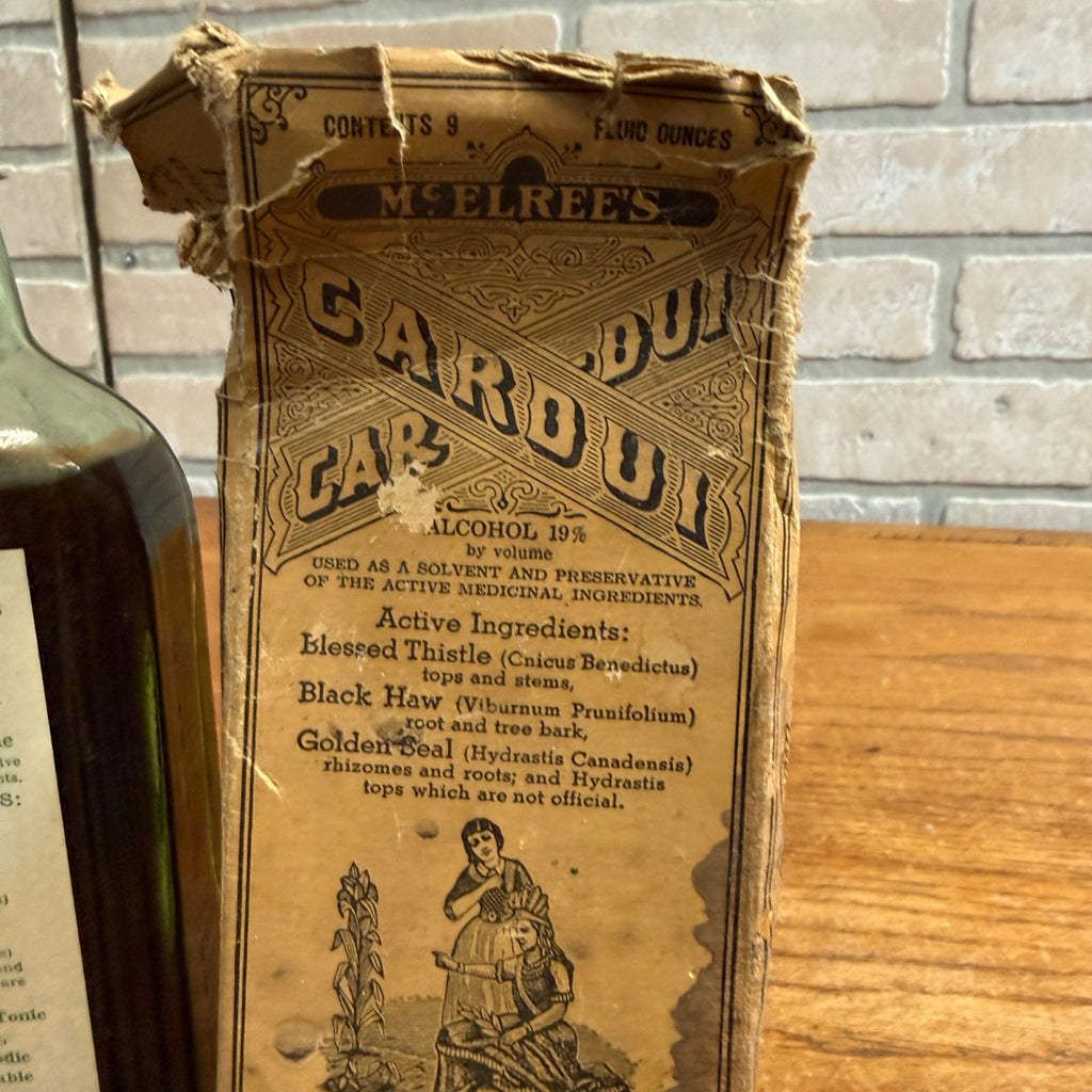 Antique McElree's Cardui Medicine Bottle & Box Original Contents Quack Medicine