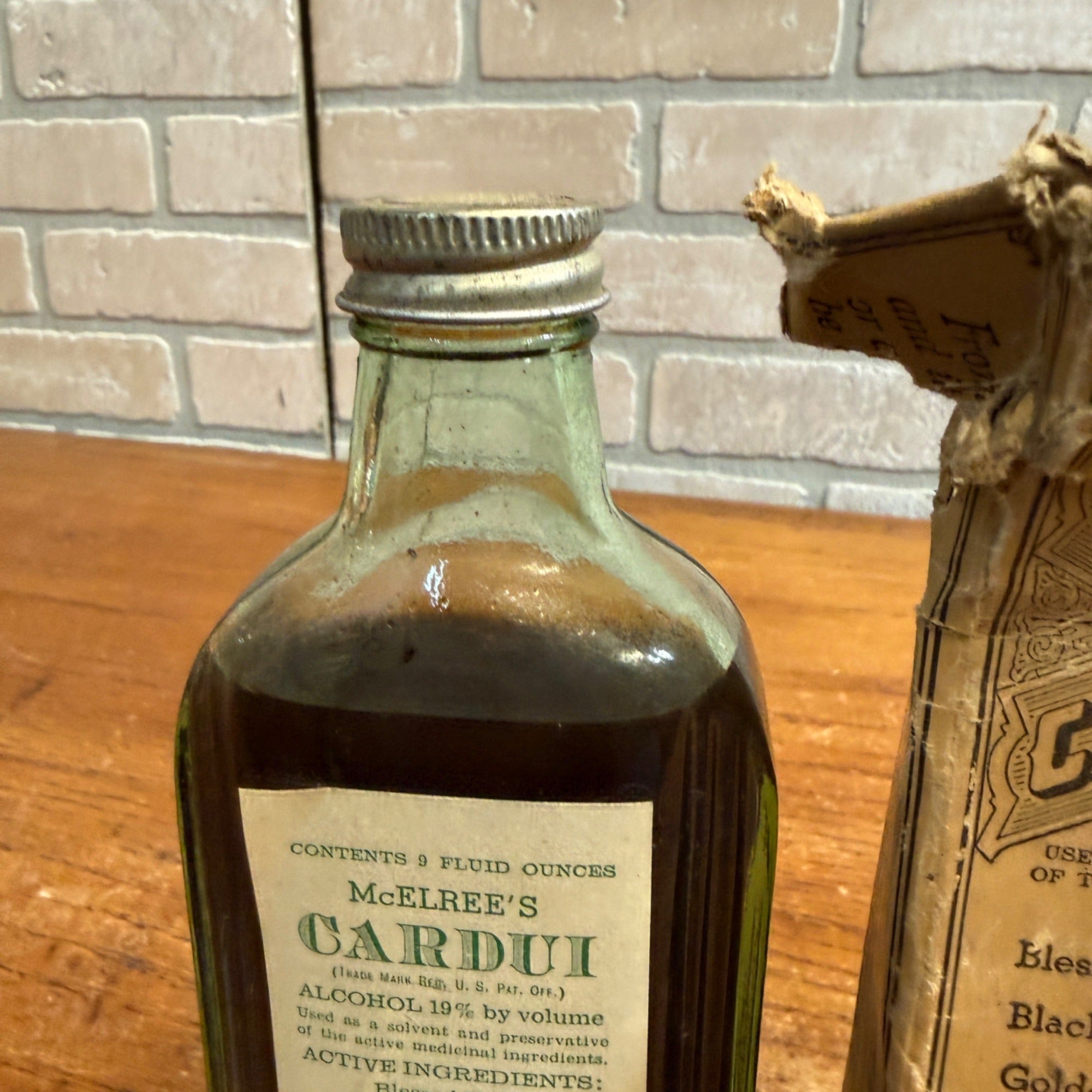 Antique McElree's Cardui Medicine Bottle & Box Original Contents Quack Medicine