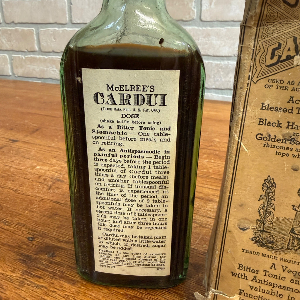 Antique McElree's Cardui Medicine Bottle & Box Original Contents Quack Medicine