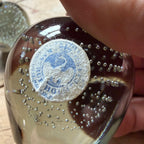 Vintage MCM Controlled Bubble Glass Gray Bud Vase Pair Black Holmegaard Danish