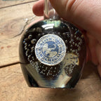 Vintage MCM Controlled Bubble Glass Gray Bud Vase Pair Black Holmegaard Danish