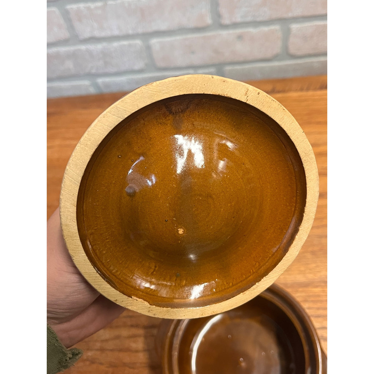 Vintage Mid Century Brown Glazed Stoneware Covered Casserole Bean Pot Dish