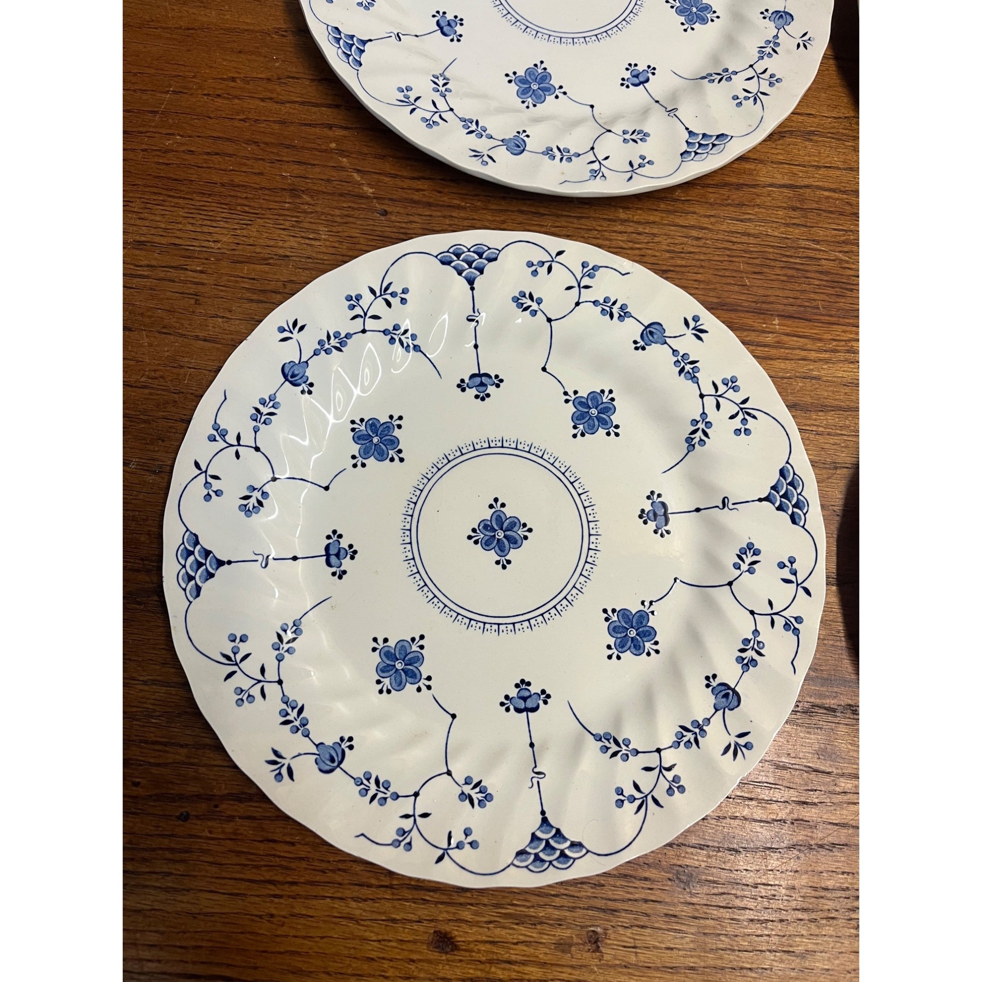(4) Vintage Myott Finlandia 7" Bread Plates Staffordshire Ware Blue White Meakin