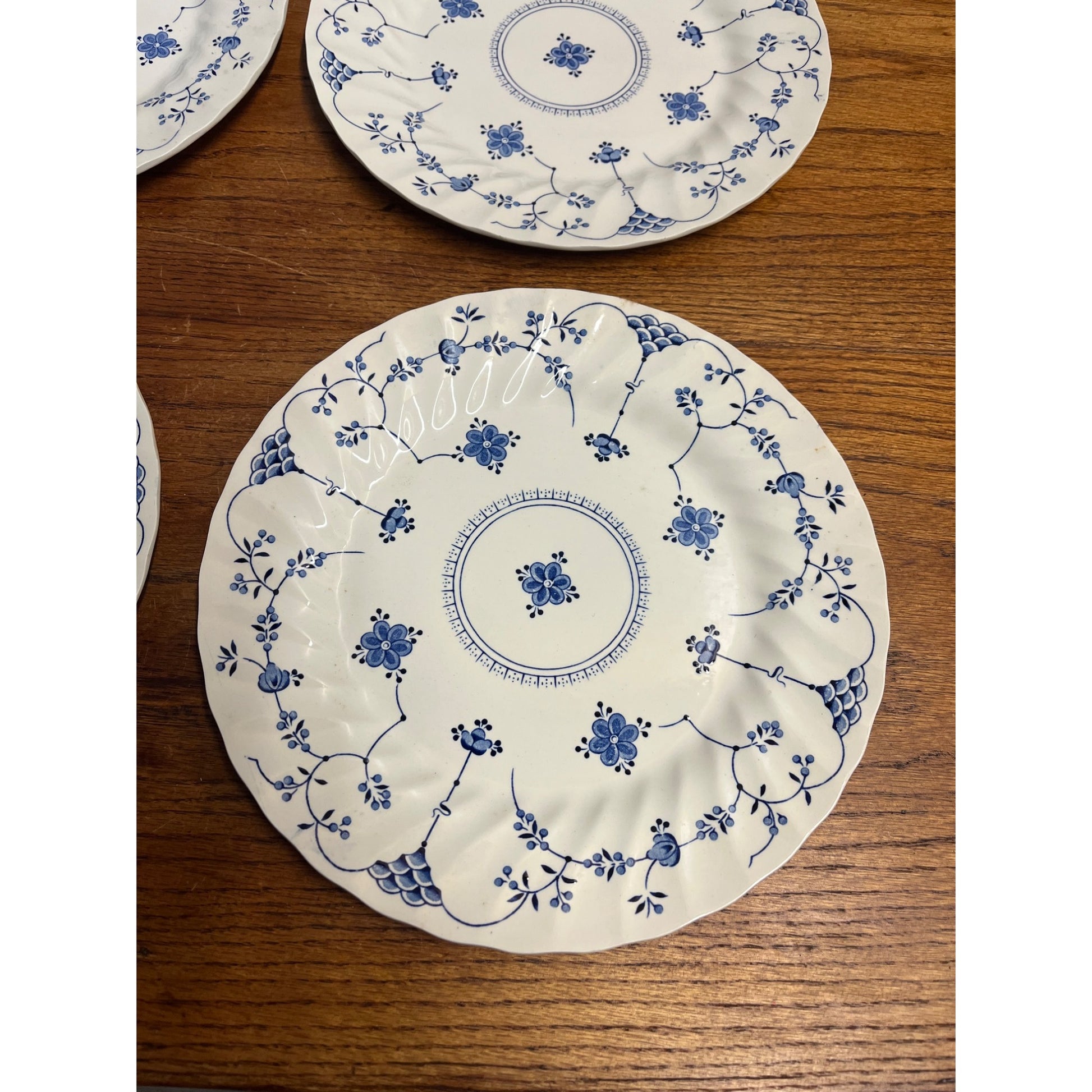 (4) Vintage Myott Finlandia 7" Bread Plates Staffordshire Ware Blue White Meakin