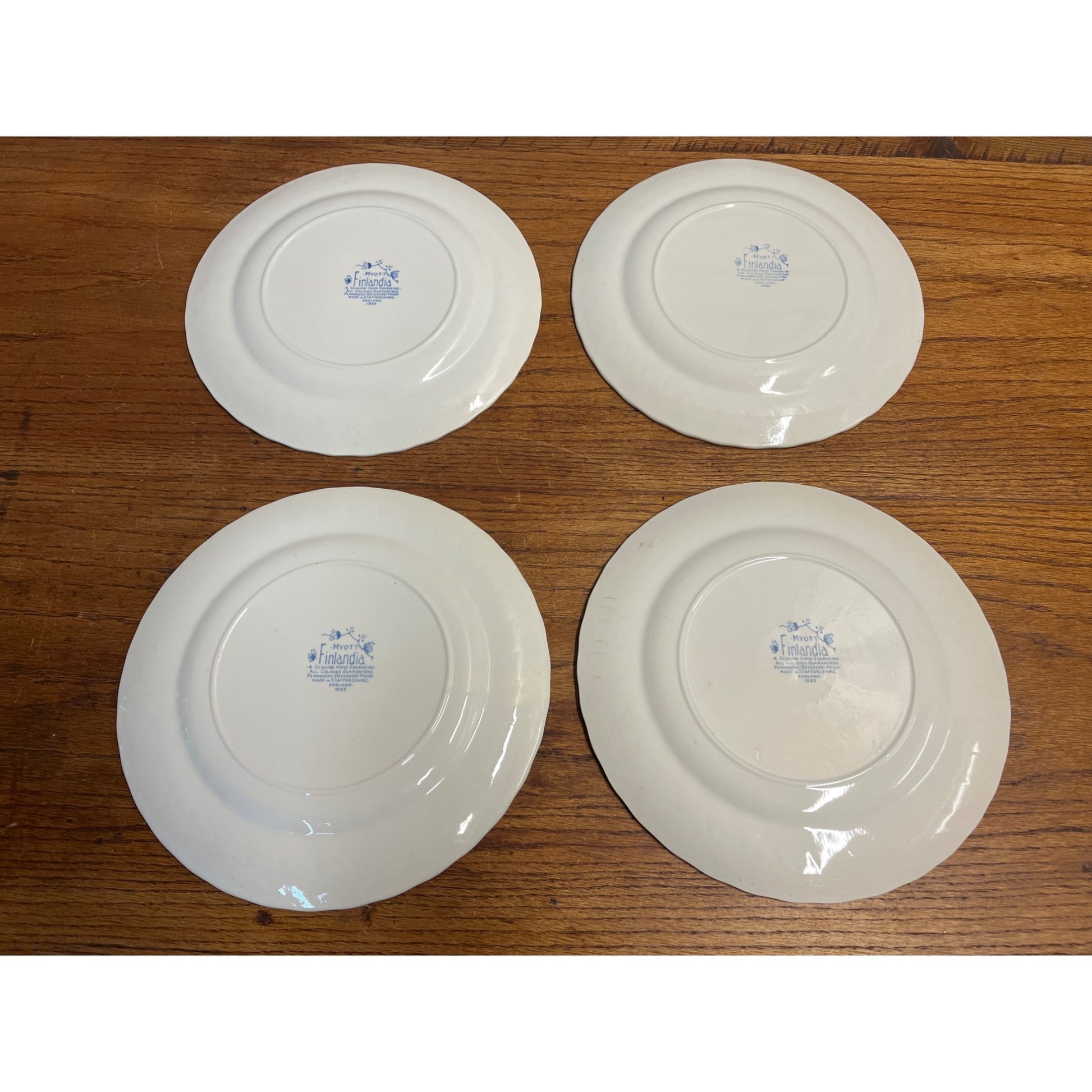 (4) Vintage Myott Finlandia 7" Bread Plates Staffordshire Ware Blue White Meakin