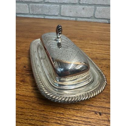 Vintage Wm Rogers Silver Plate Covered Butter Dish 887