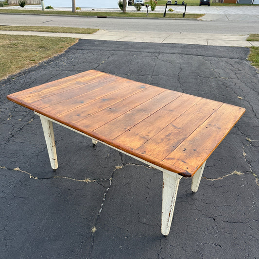 Primitive Wooden Farmhouse White Kitchen Dining Table