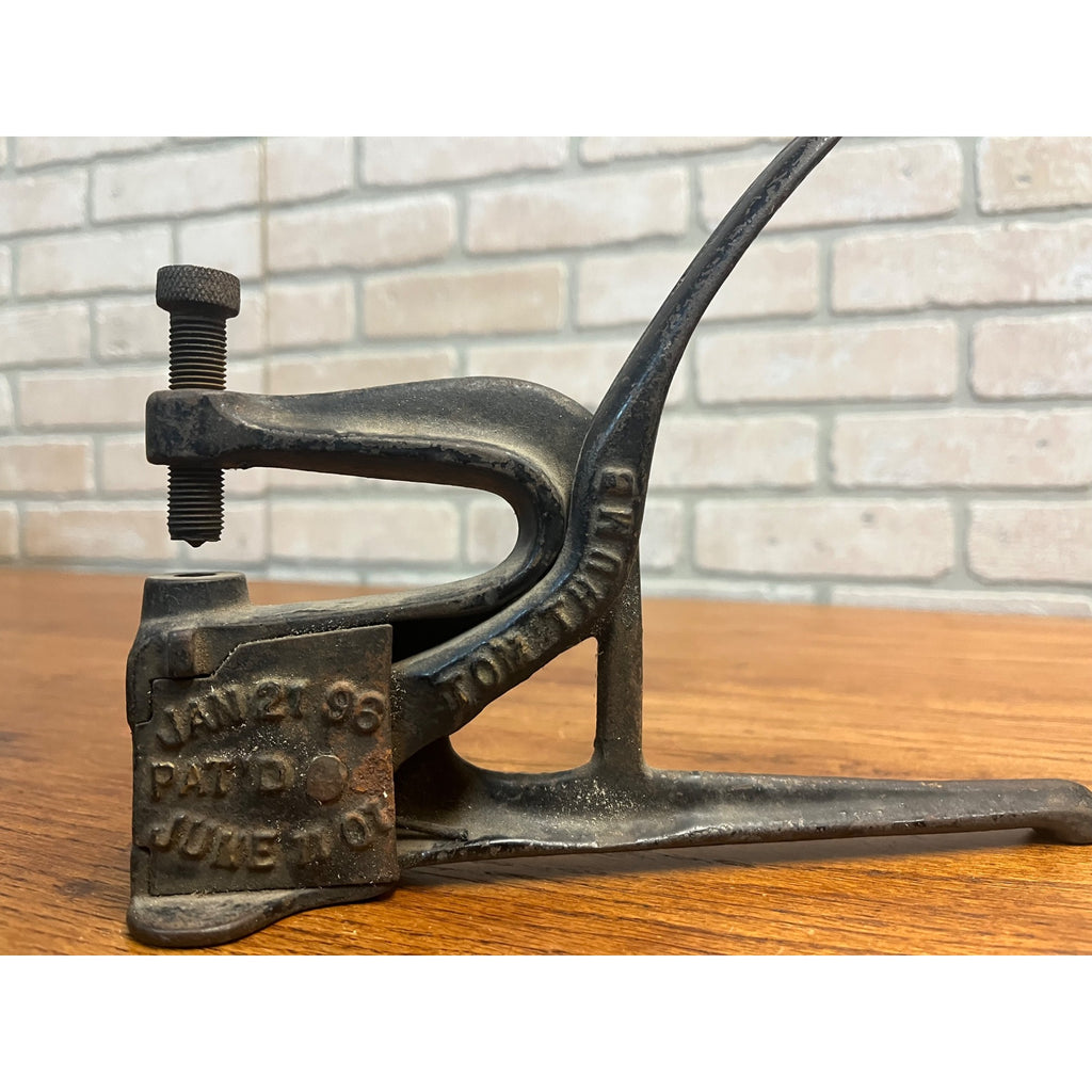 Vintage Antique Sheehan Mfg Tom Thumb Cast Iron Upholstery Grommet Press 1898