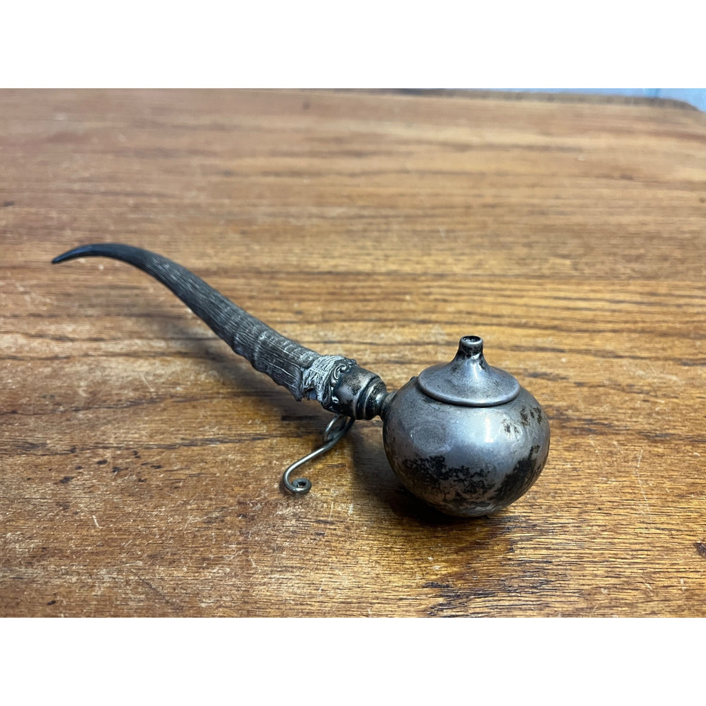 Vintage Sterling Silver Gimbal Horn Gentleman's Cigar Lighter Oil Lamp Desk