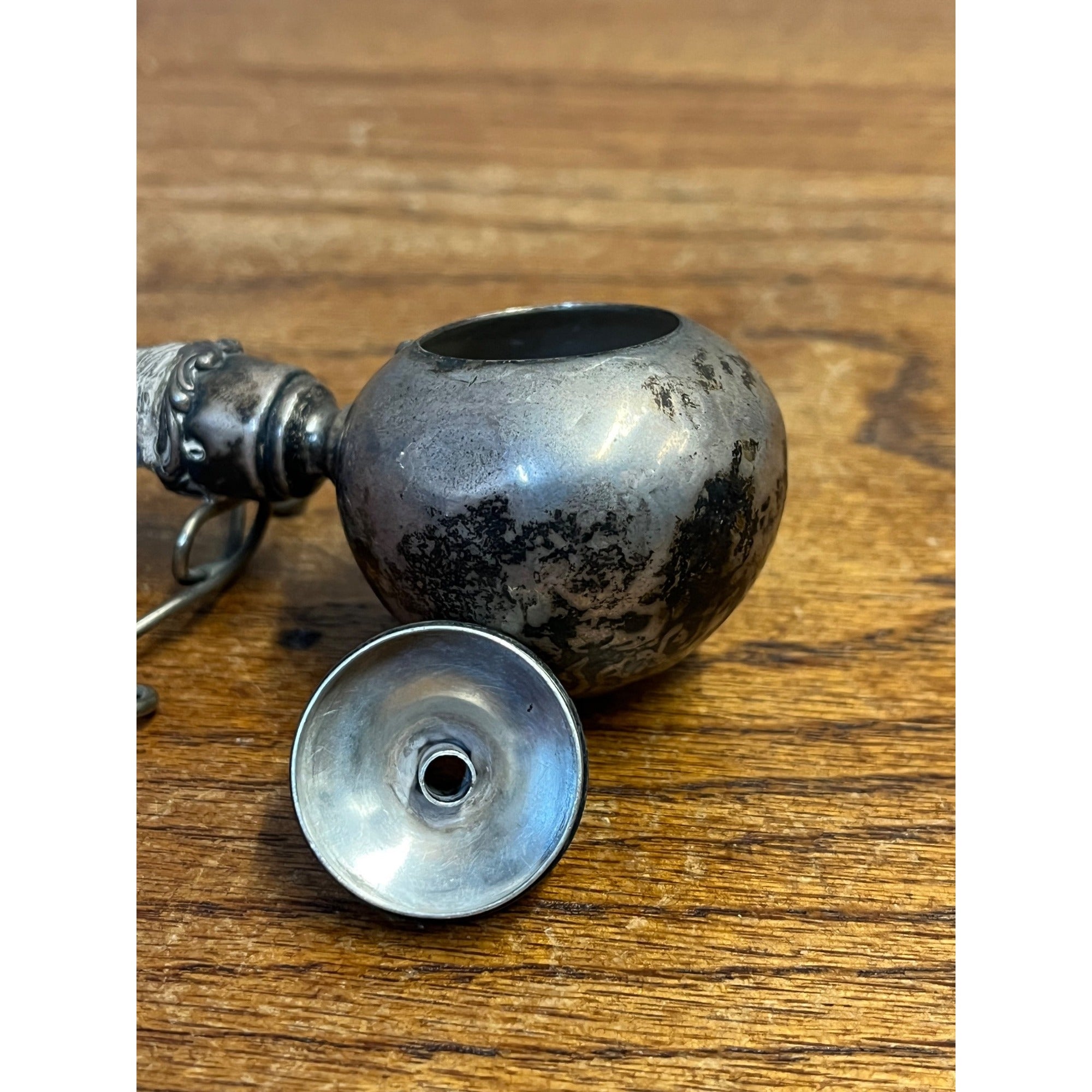 Vintage Sterling Silver Gimbal Horn Gentleman's Cigar Lighter Oil Lamp Desk