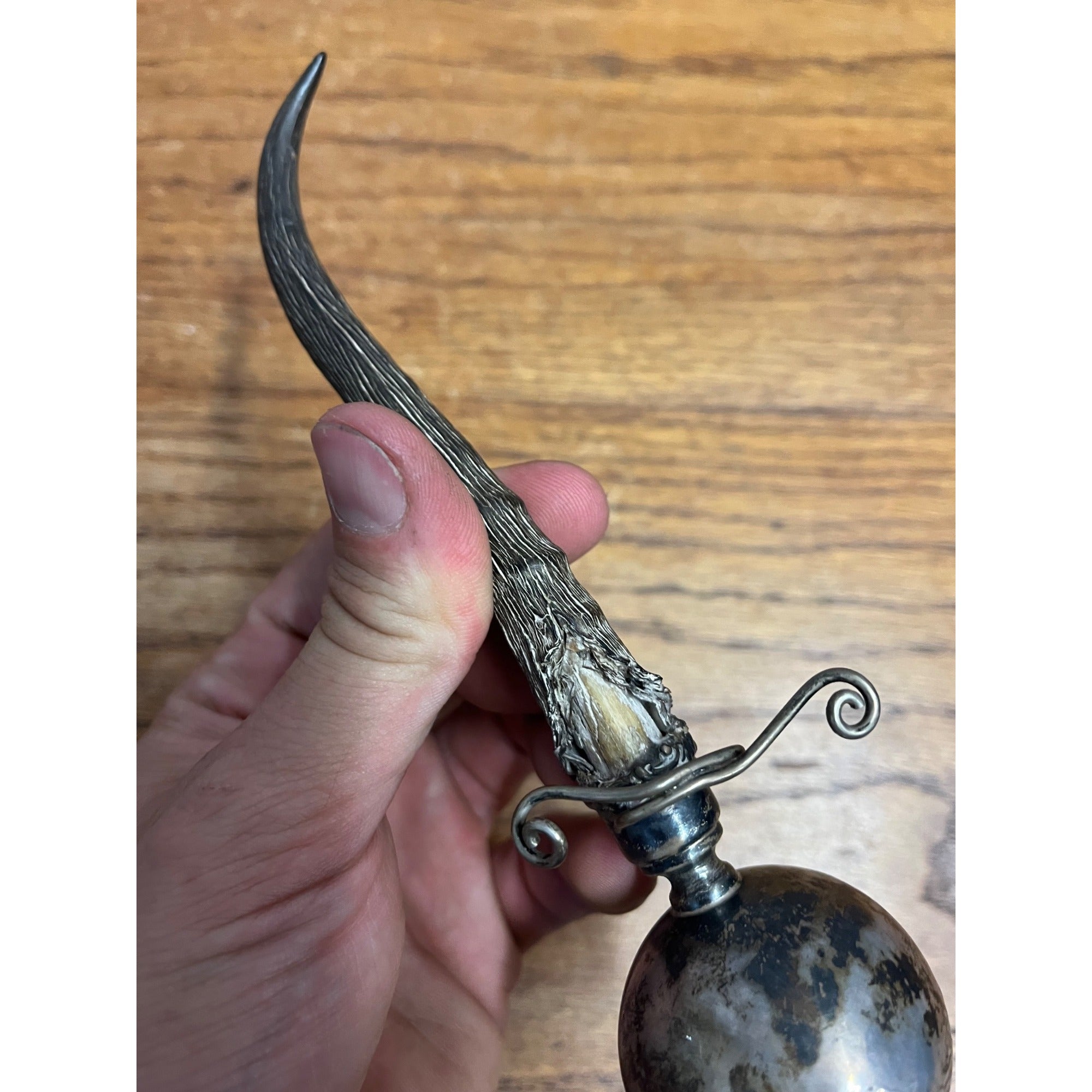 Vintage Sterling Silver Gimbal Horn Gentleman's Cigar Lighter Oil Lamp Desk