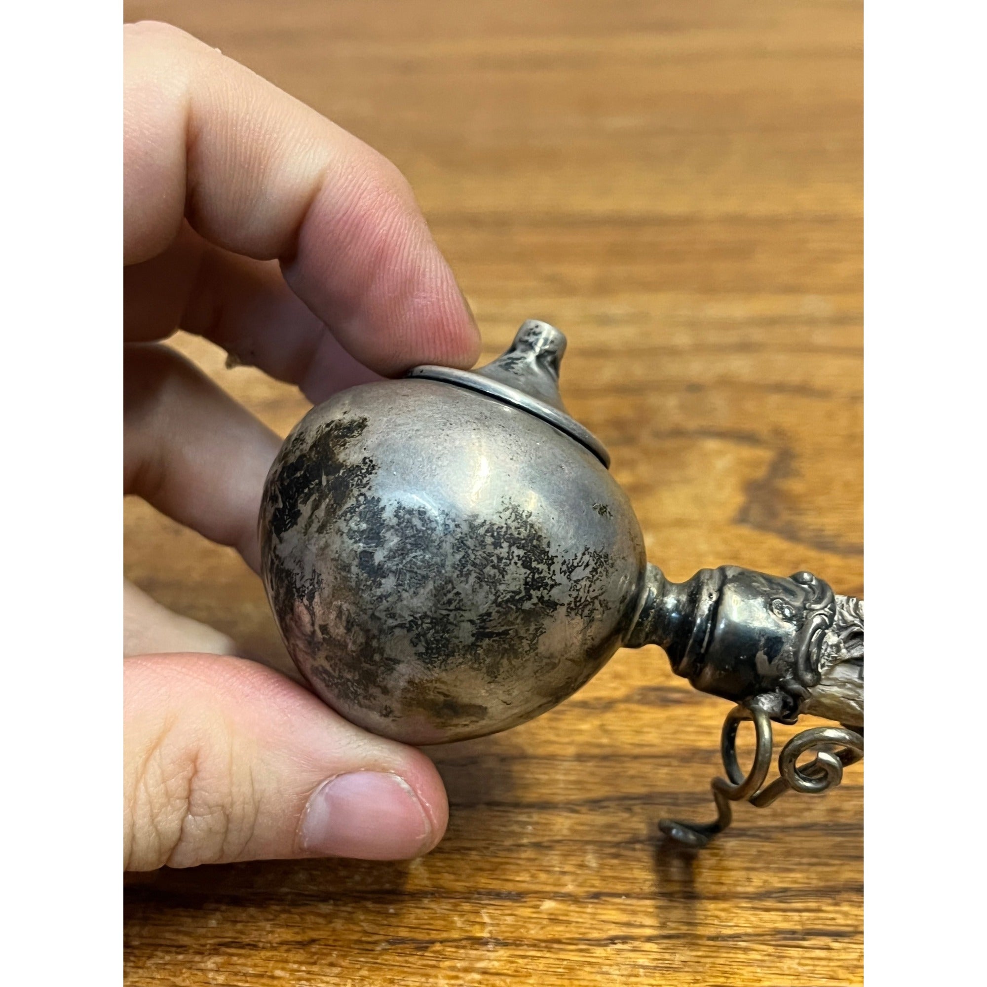 Vintage Sterling Silver Gimbal Horn Gentleman's Cigar Lighter Oil Lamp Desk