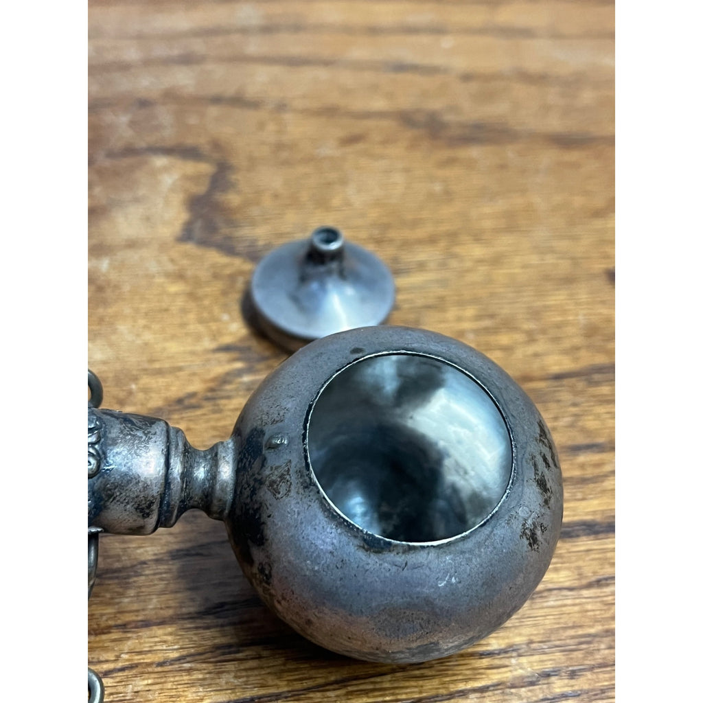 Vintage Sterling Silver Gimbal Horn Gentleman's Cigar Lighter Oil Lamp Desk
