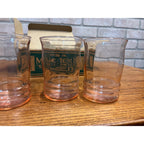 Vintage MacBeth Evans 1930s Pink Depression 4" Paneled Flat Tumbler Set 4 w/ Box